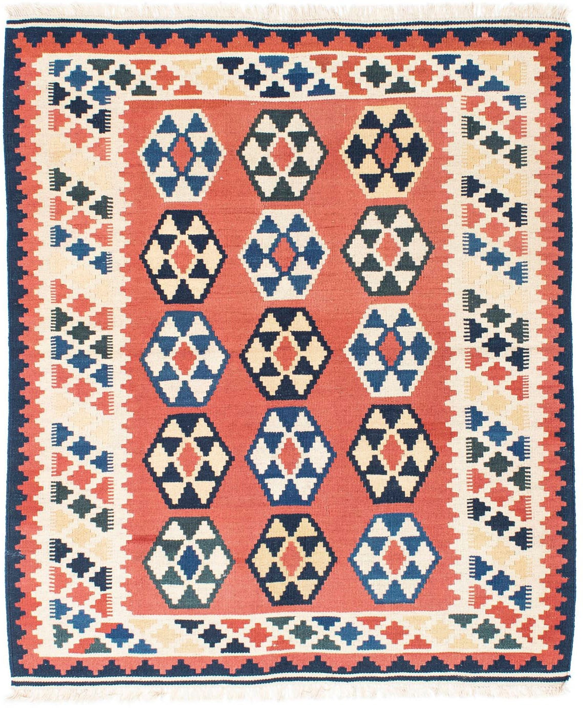 Image of morgenland Wollteppich »Kelim Fars Durchgemustert Ruggine 148 x 121 cm«, rechteckig, 0,4 mm Höhe, OrientOptik bei Ackermann Versand Schweiz