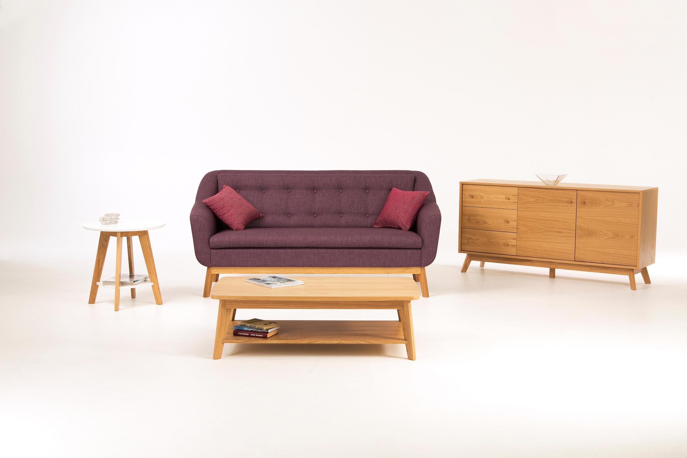 Image of Woodman Couchtisch "Bórgvin" Breite 115 cm, zeitloses Design, mit 1 Ablageboden, Holzfurnier Eiche