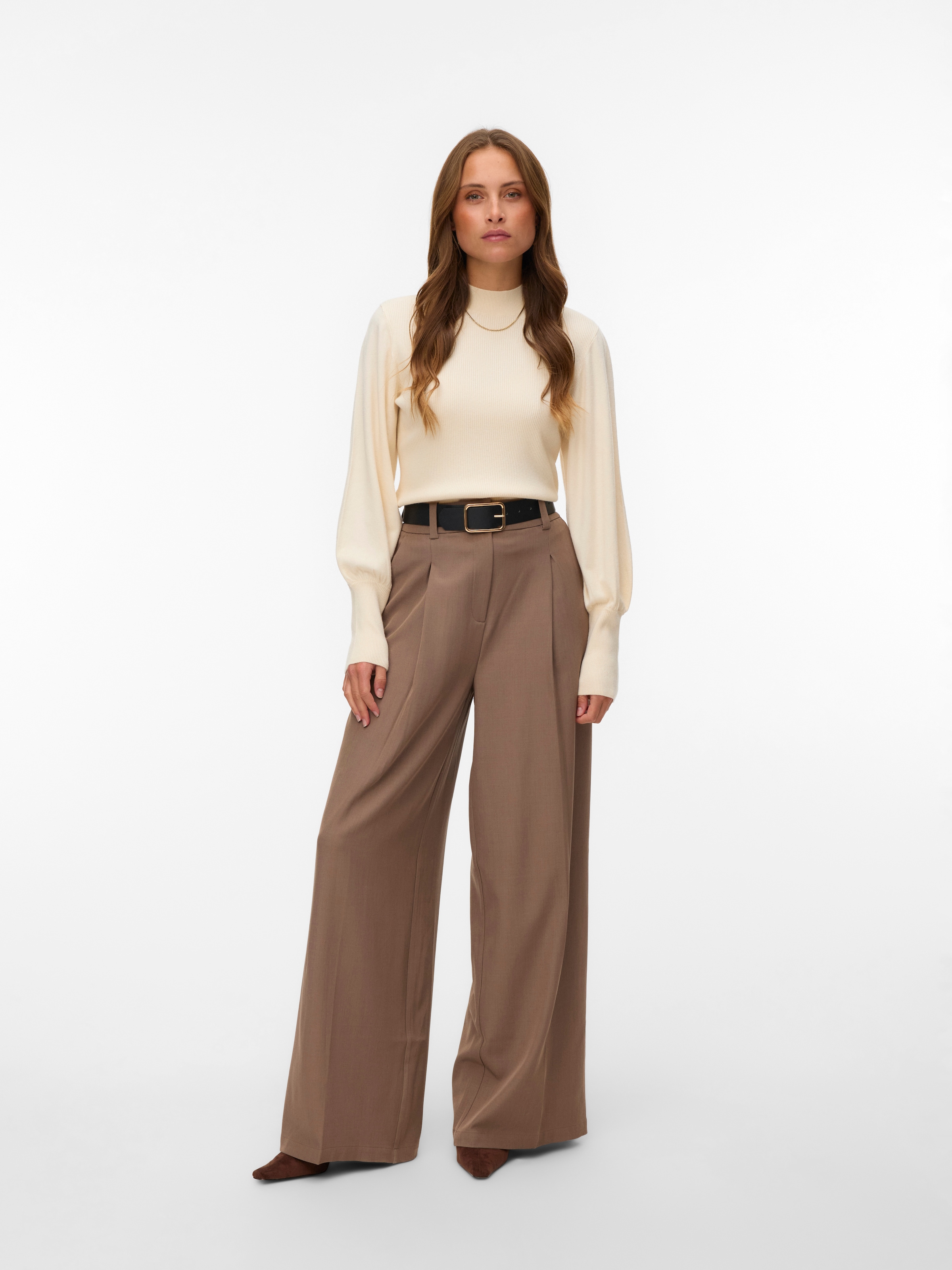 Vero Moda Pull en tricot »VMHOLLYKARIS LS FUNNELNECK PULLOVER BOO« mélange de viscose