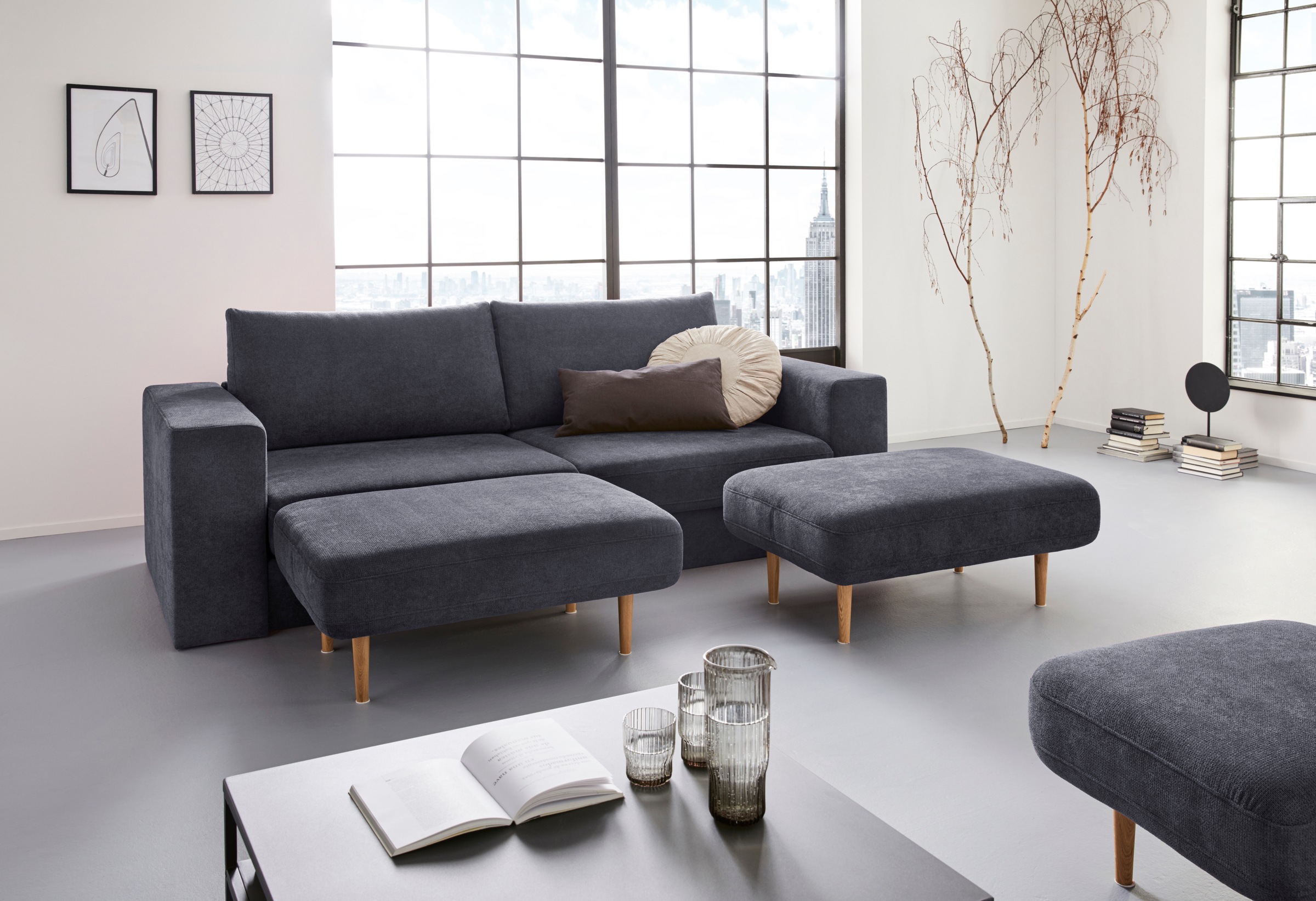 LOOKS by Wolfgang Joop 4 places »Looksv« Verwandlungssofa: aus Sofa wird Sofa mit 2 Hockern