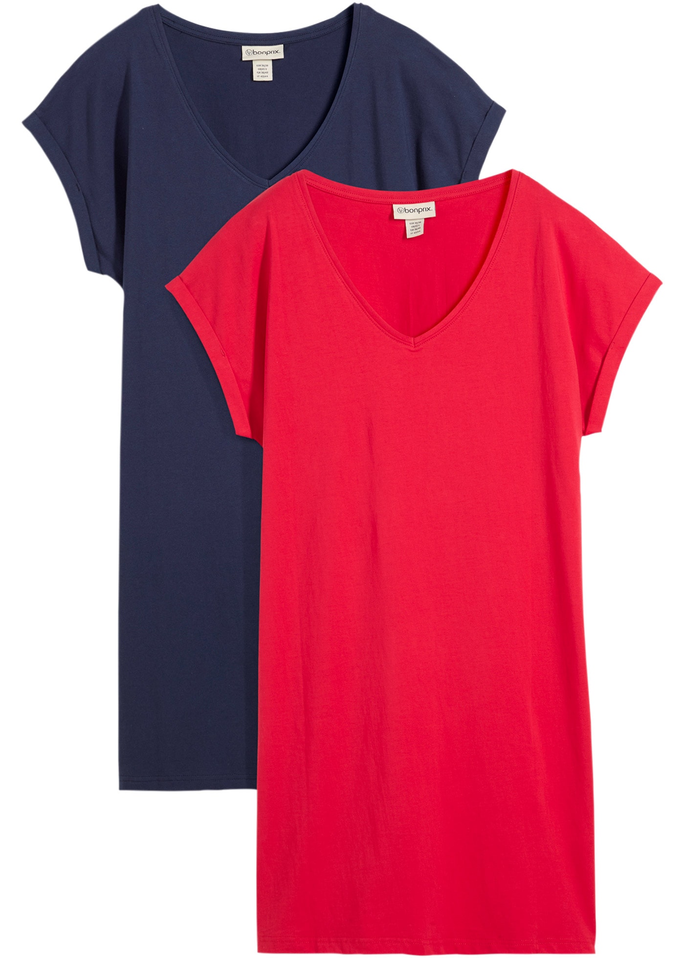 bonprix Robe t-shirt Paquet, 2 pièces tlg. für Frühling und Sommer, aus reiner Baumwolle, lockerer Schnitt