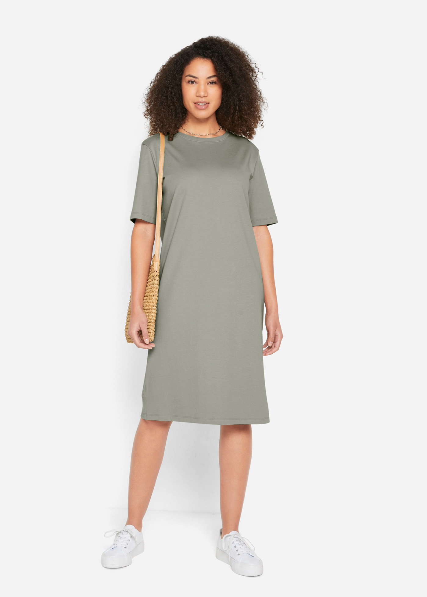 bonprix Shirtkleid »Oversize-T-Shirtkleid aus reiner Baumwolle (2er Pack)« Packung, 2 Stk. tlg. für Alltag, mit Rundhalsausschnitt, Kurzarm, Oversize Passform