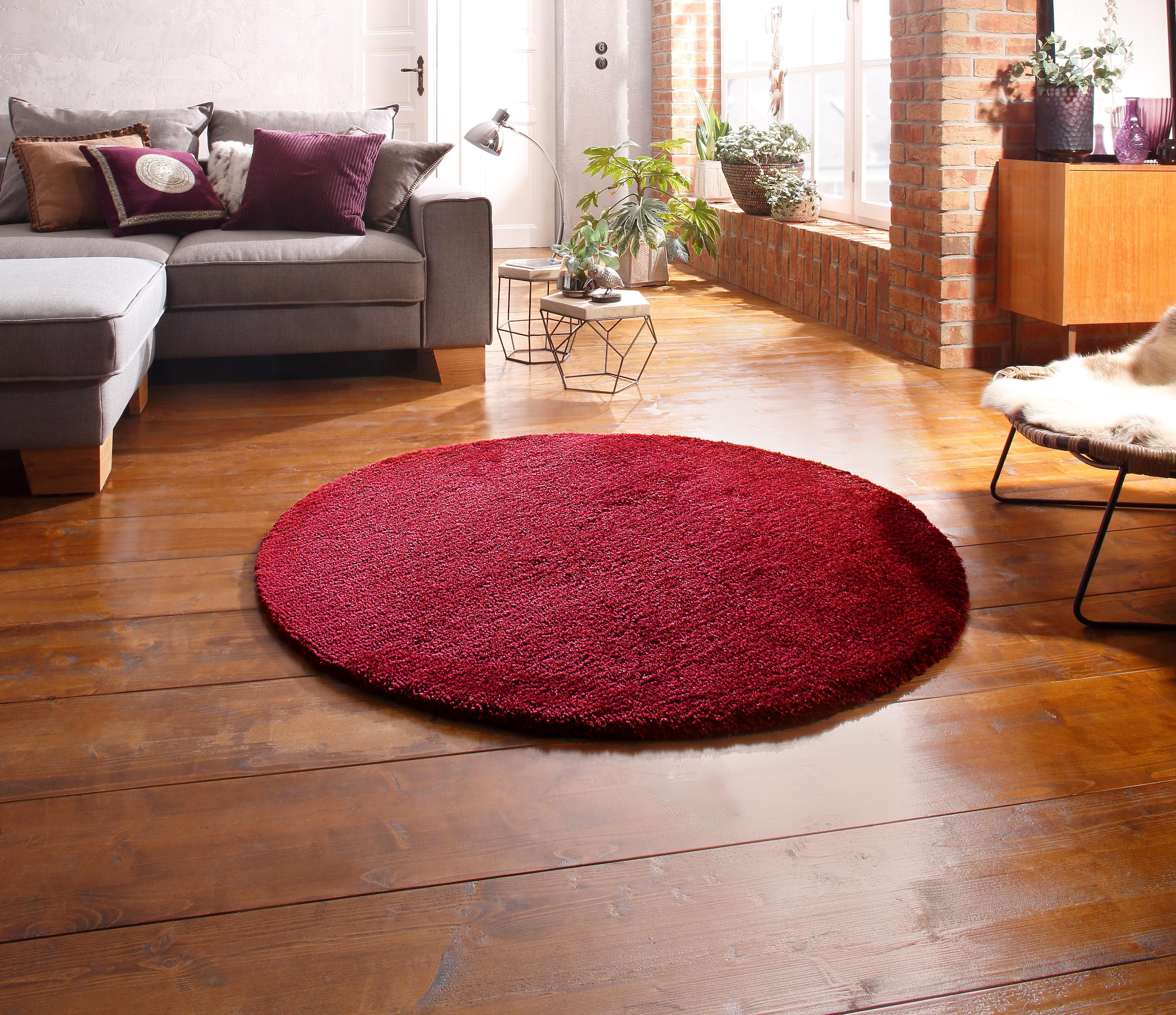 my home Hochflor-Teppich »Microfaser Teppich Magong, besonders weich, sehr feiner Flor«, rund, 25 mm Höhe, unifarben, weiche Teppiche, Wohnzimmer, Schlafzimmer, Kinderzimmer