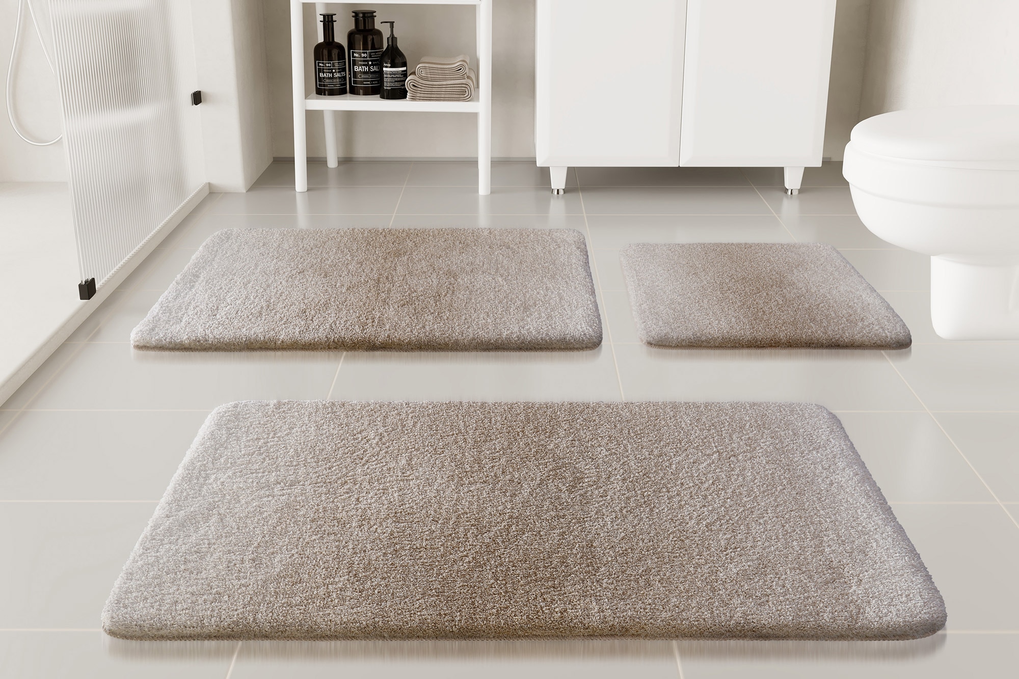 GOODproduct Badematte »Utta« Höhe 25 mm rutschhemmend beschichtet schnell trocknend Badteppich, getuftet, mit modernem Farbverlauf, flauschig, hochflor