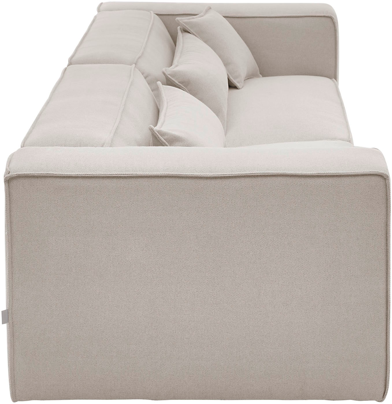 LeGer Home by Lena Gercke 3-Sitzer »PIARA, Couch mit Kedernaht, Sofa in Cord, Leinenoptik o. Strukturstoff«, schwarze Füsse, bequemer Sitzkomfort