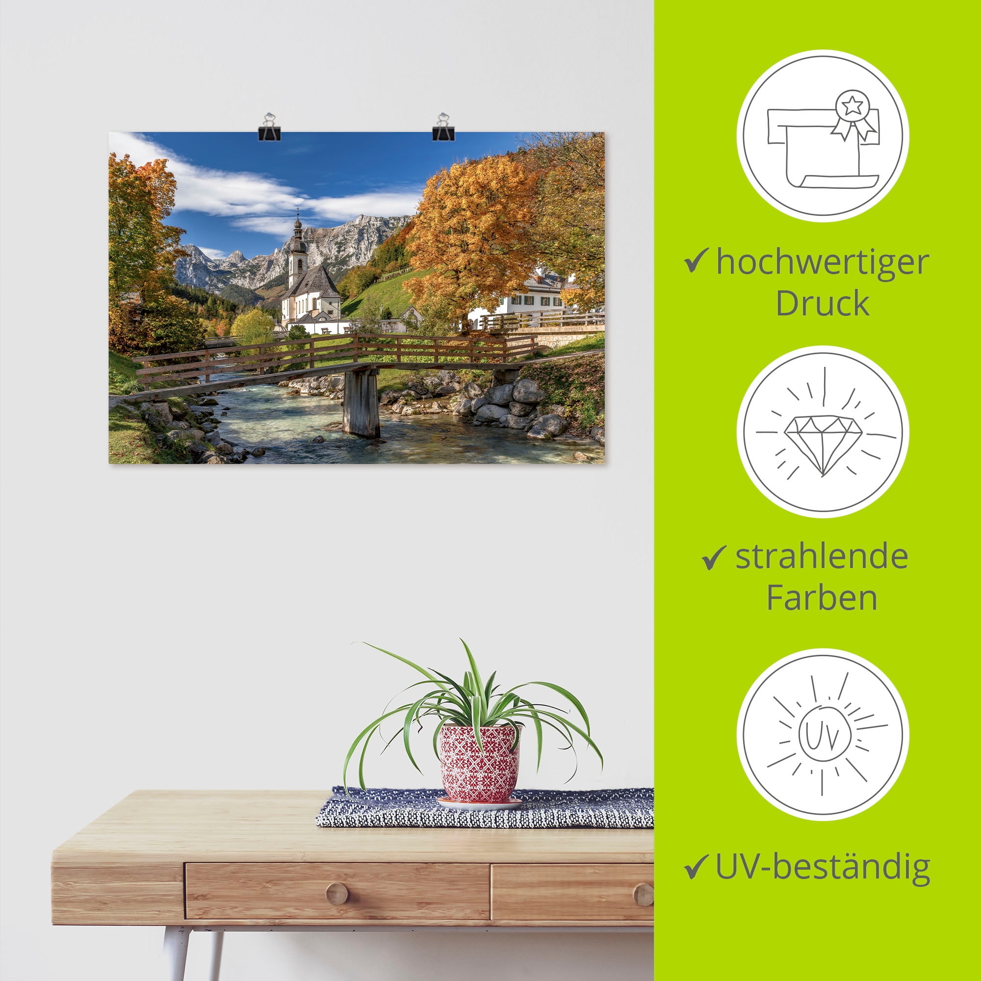 Artland Wandbild »Herbst im Berchtesgadener Land«, Berge & Alpenbilder, (1 St.), als Alubild, Leinwandbild, Wandaufkleber oder Poster in versch. Grössen