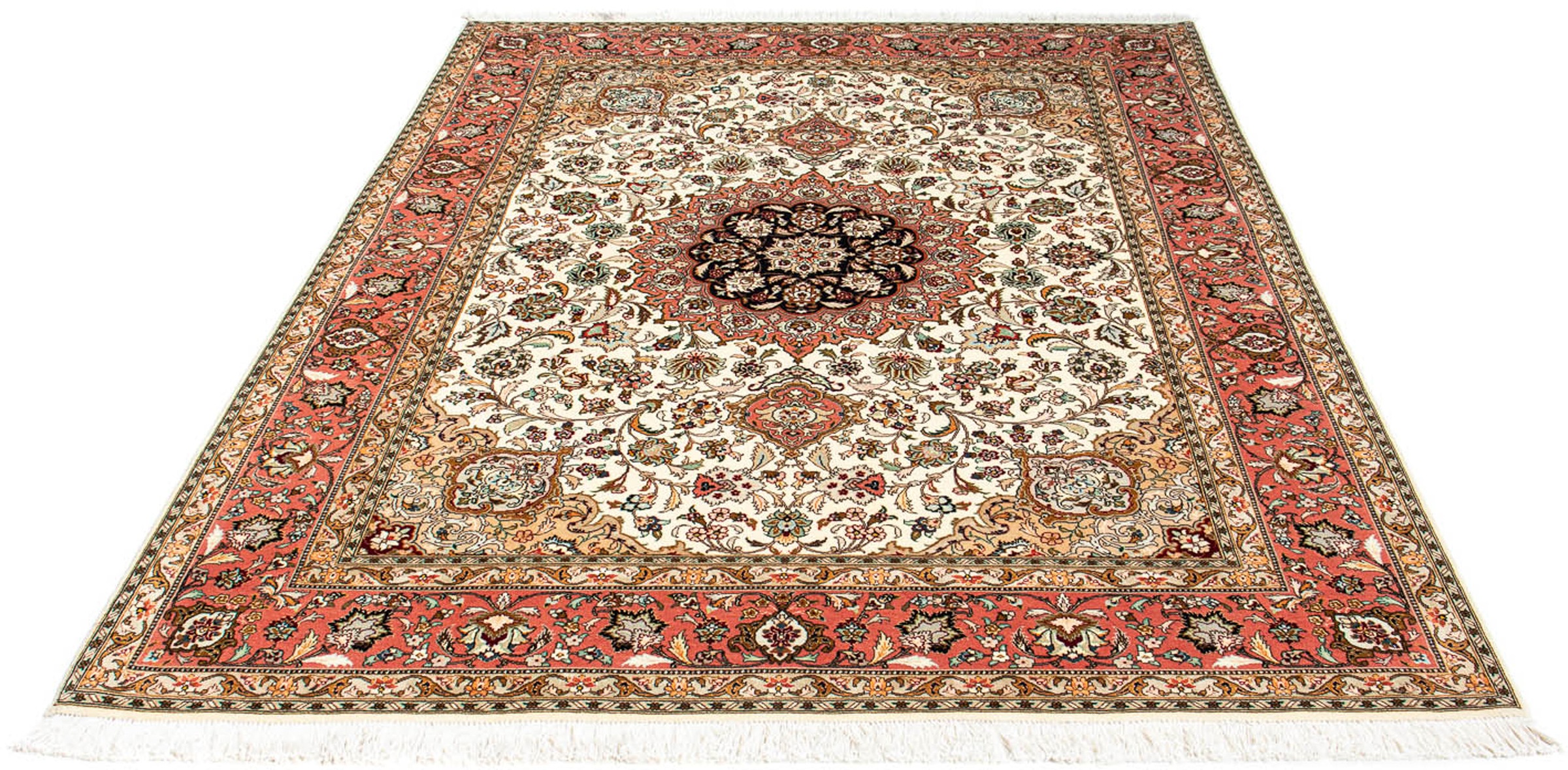 Image of morgenland Orientteppich »Perser - Täbriz - Royal - 204 x 154 cm - beige«, rechteckig, 7 mm Höhe, Wohnzimmer, Handgeknüpft, Einzelstück mit Zertifikat bei Ackermann Versand Schweiz
