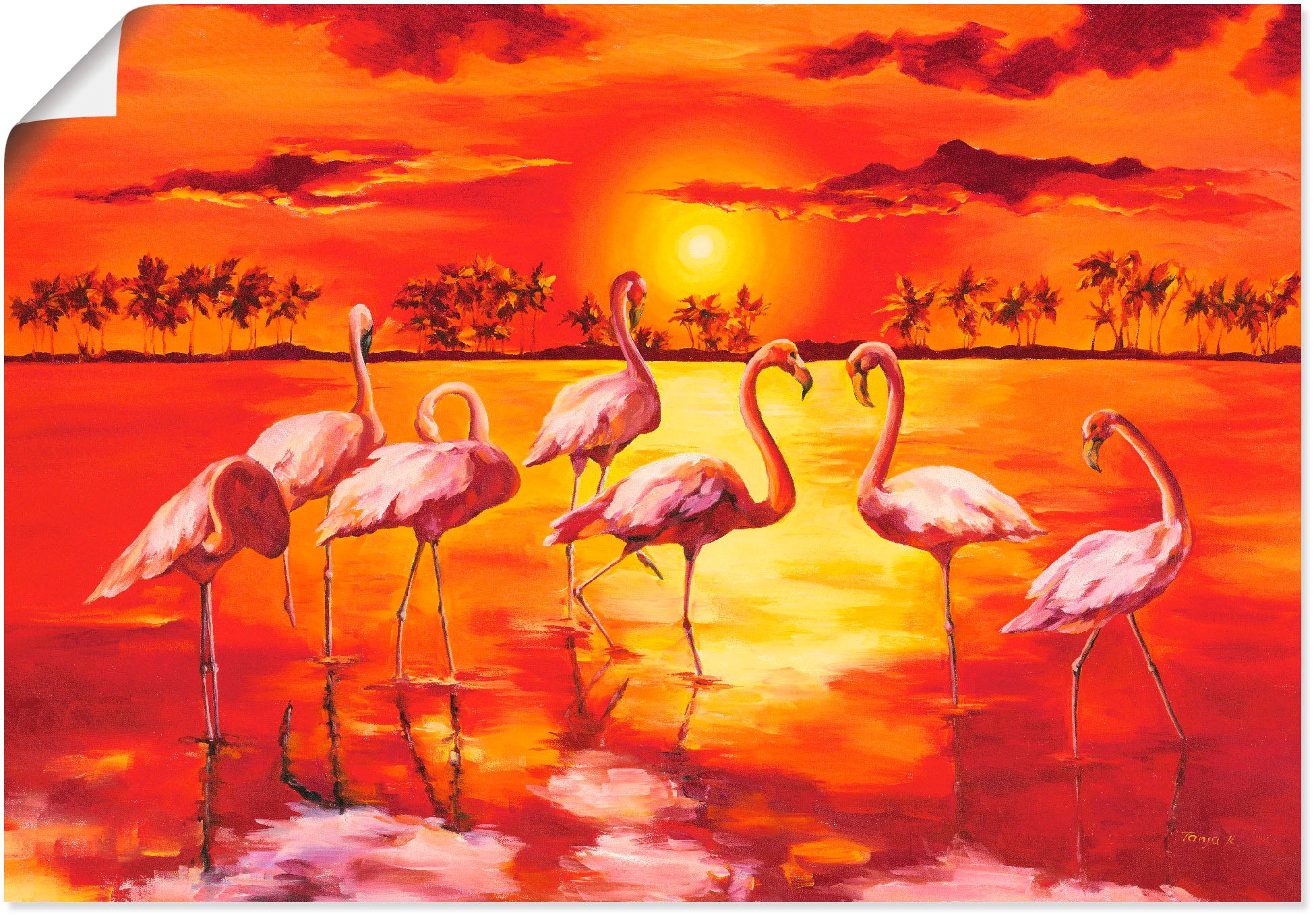 Image of Artland Wandbild »Flamingos«, Vögel, (1 St.), in vielen Grössen & Produktarten - Alubild / Outdoorbild für den Aussenbereich, Leinwandbild, Poster, Wandaufkleber / Wandtattoo auch für Badezimmer geeignet bei Ackermann Versand Schweiz
