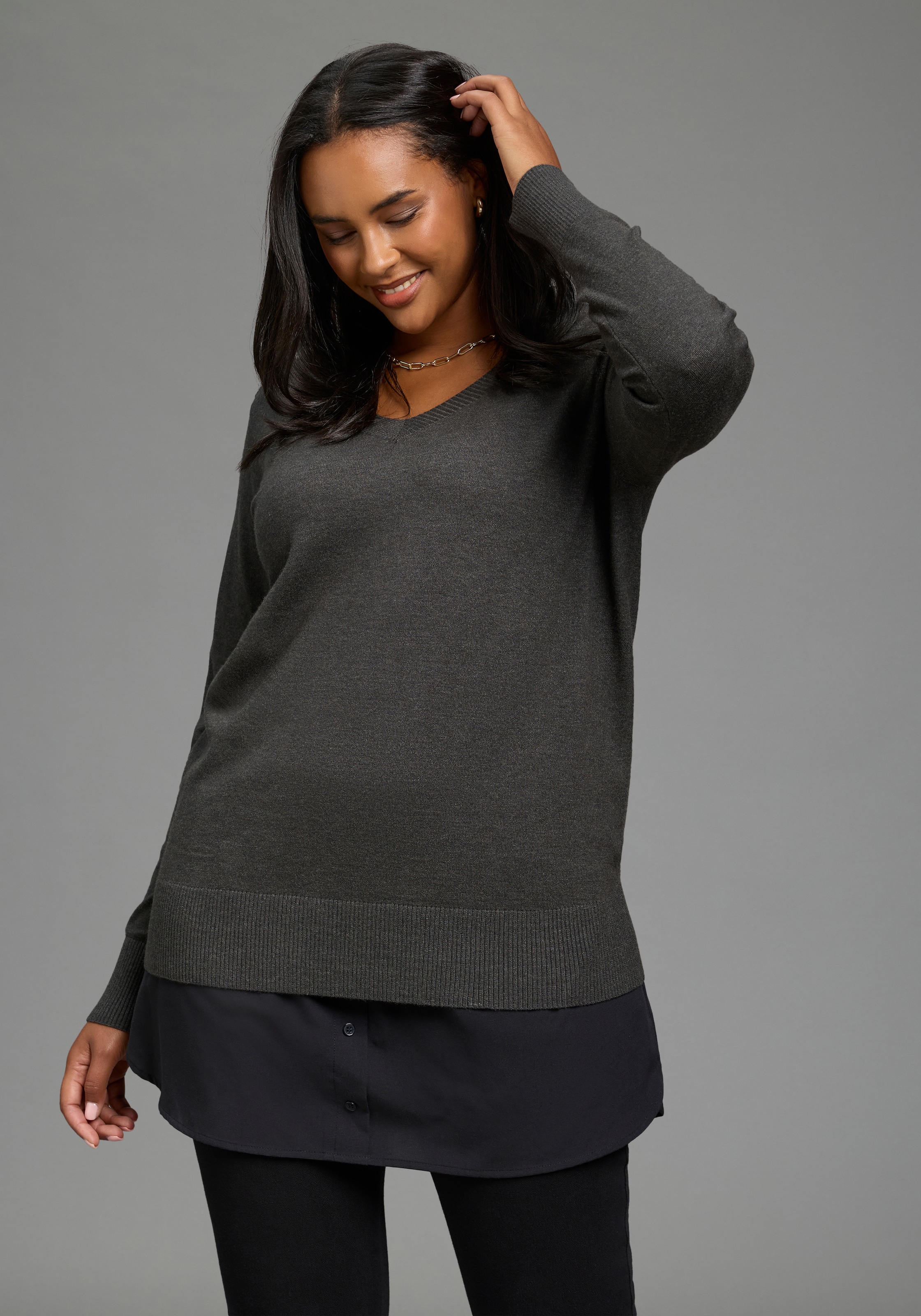 Laura Scott CURVE Chemisier long »Blusenverlängerung Grosse Grössen« Paquet, pack de 2,  style féminin, en coton et polyester, longueur couvrant les fesses