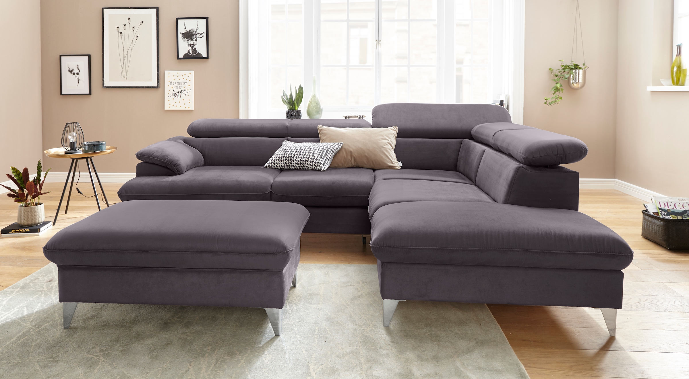 COTTA Ecksofa »Caluso L-Form«, mit Kopfteilverstellung, wahlweise mit Bettfunktion & Bettkasten