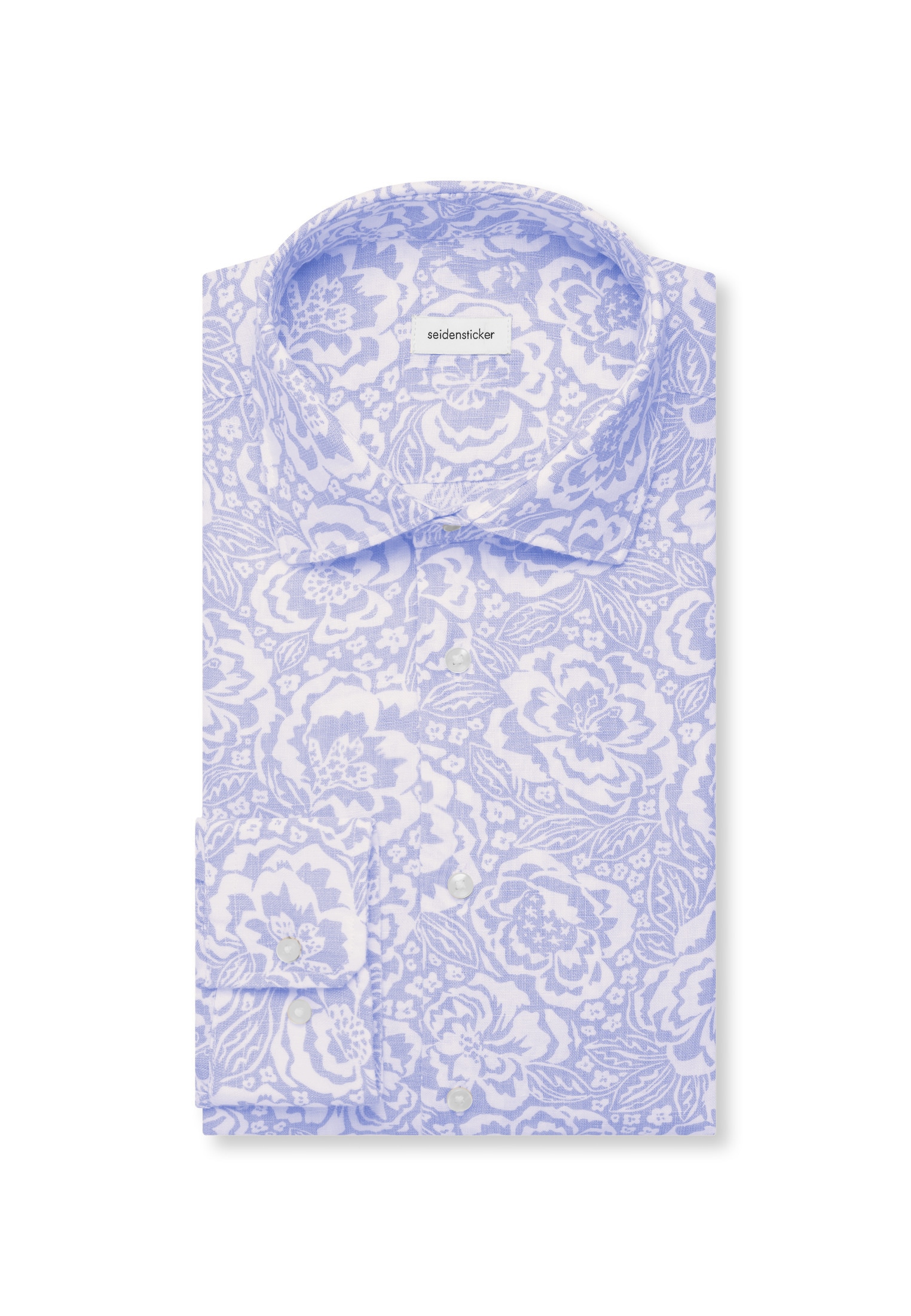 seidensticker Chemise en lin »Schwarze Rose« Slim 1/1 col Kent imprimé