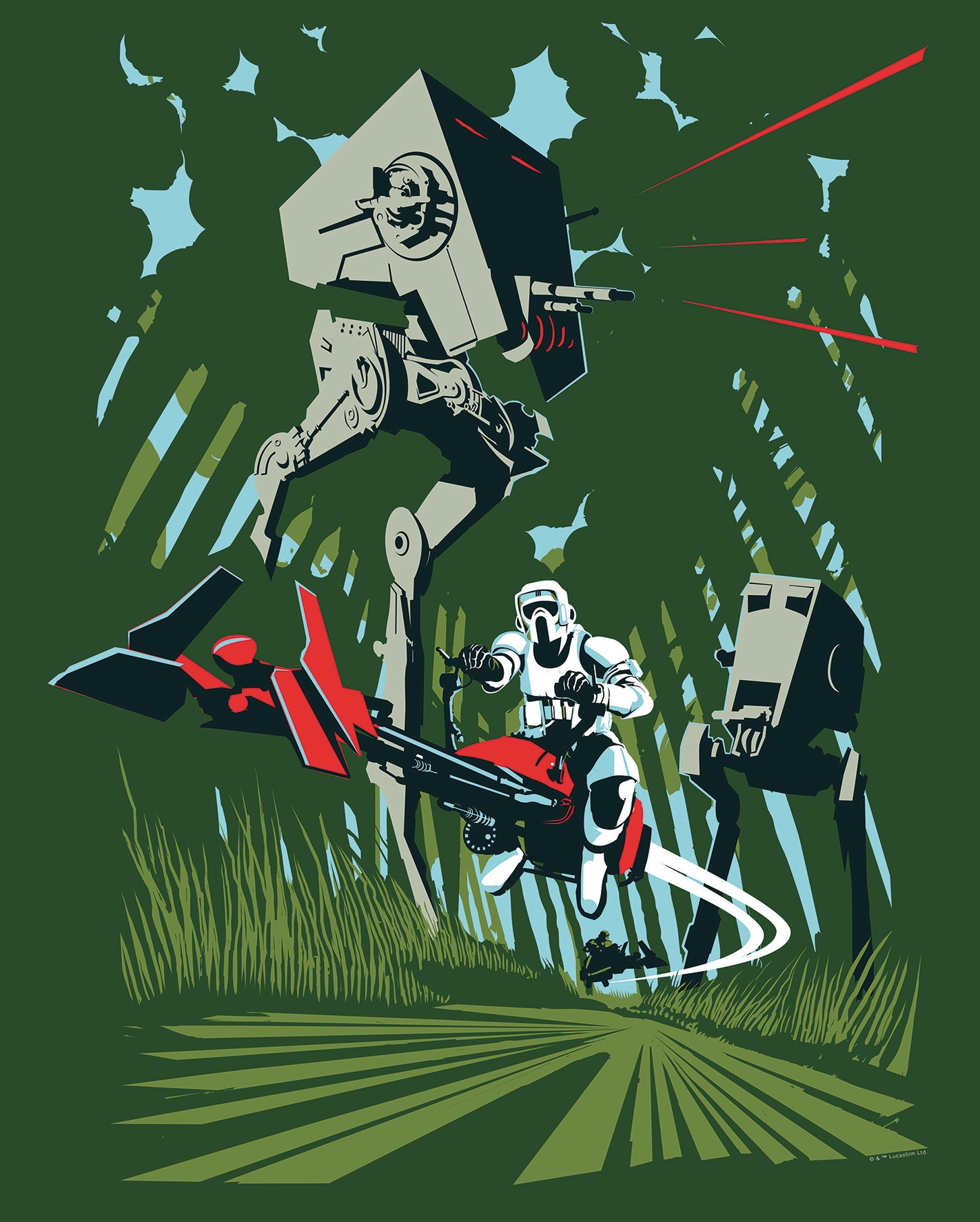 Image of Komar Bild "Star Wars Classic Vector Endor" Star Wars 1 Stk. tlg. Wandbild zur Dekoration im Kinderzimmer - ohne Rahmen
