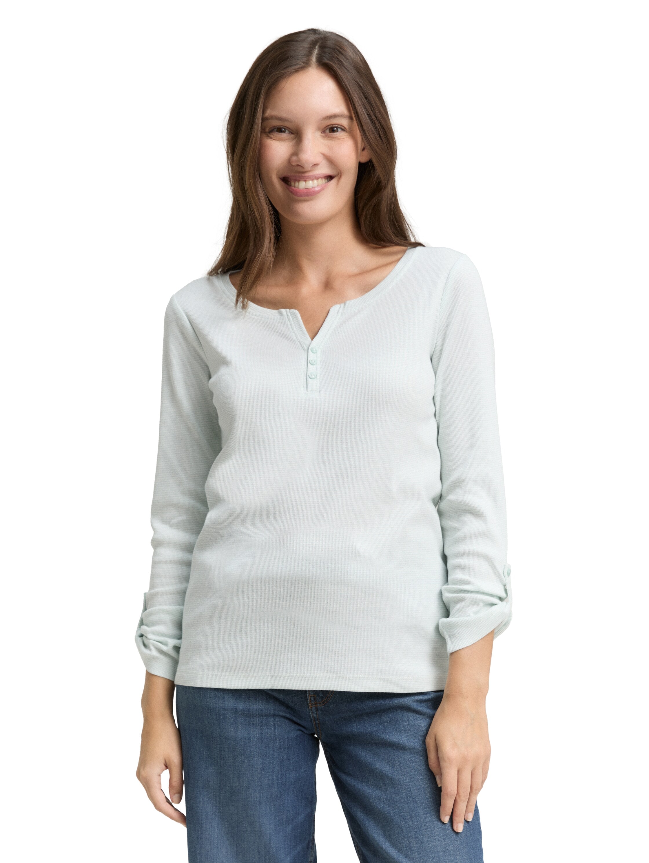 Image of TOM TAILOR Henleyshirt mit Turn-Up-Arm
