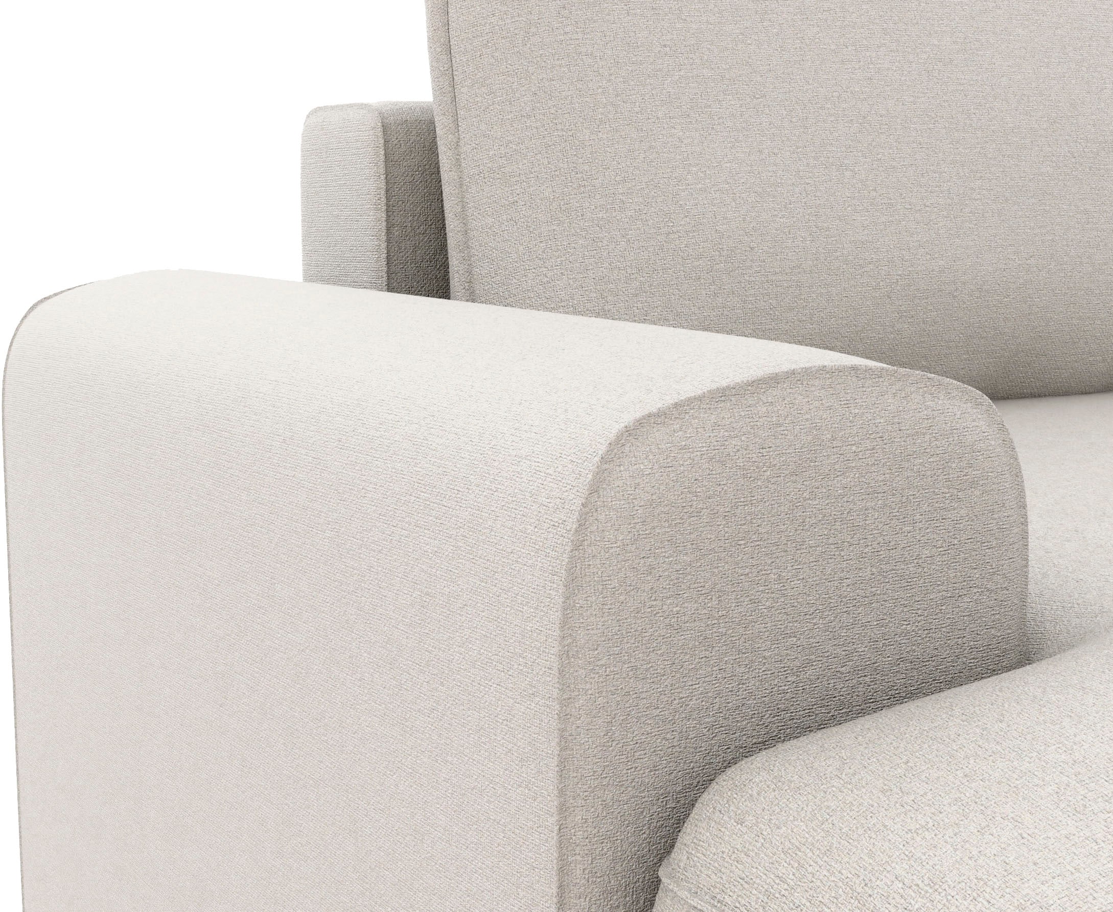 TRENDMANUFAKTUR Ecksofa »Fordon, Schlafsofa mit Bettkasten, Couch in L-Form, Breite 250 cm« in Struktur LUMOS, 3D-Effekt, sandgrau, Recamiere rechts