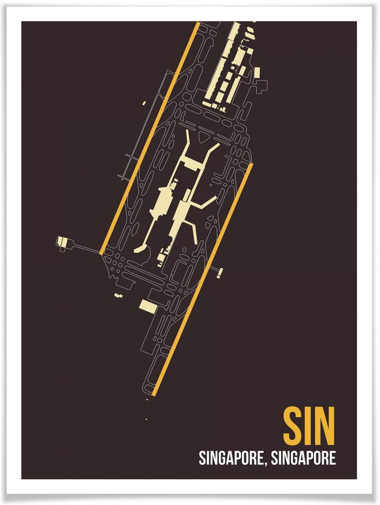Image of Wall-Art Poster »Wandbild SIN Grundriss Singapur«, Grundriss, (1 St.), Poster, Wandbild, Bild, Wandposter bei Ackermann Versand Schweiz