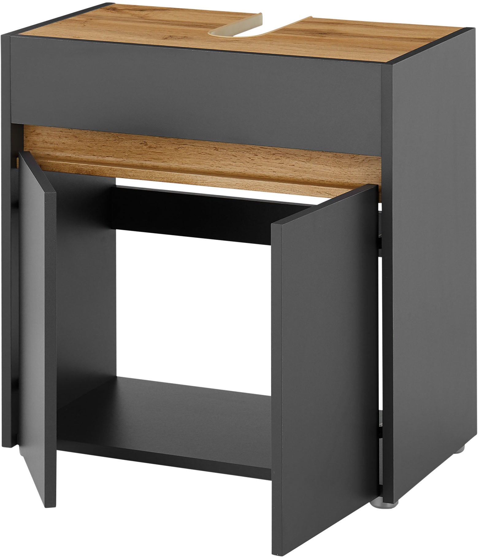 INOSIGN Waschbeckenunterschrank »CITY/GIRON, Waschtisch mit Griffmulde, Badschrank in zeitlosem Design«, in den Farben Weiss und Anthrazit verfügbar, viel Stauraum