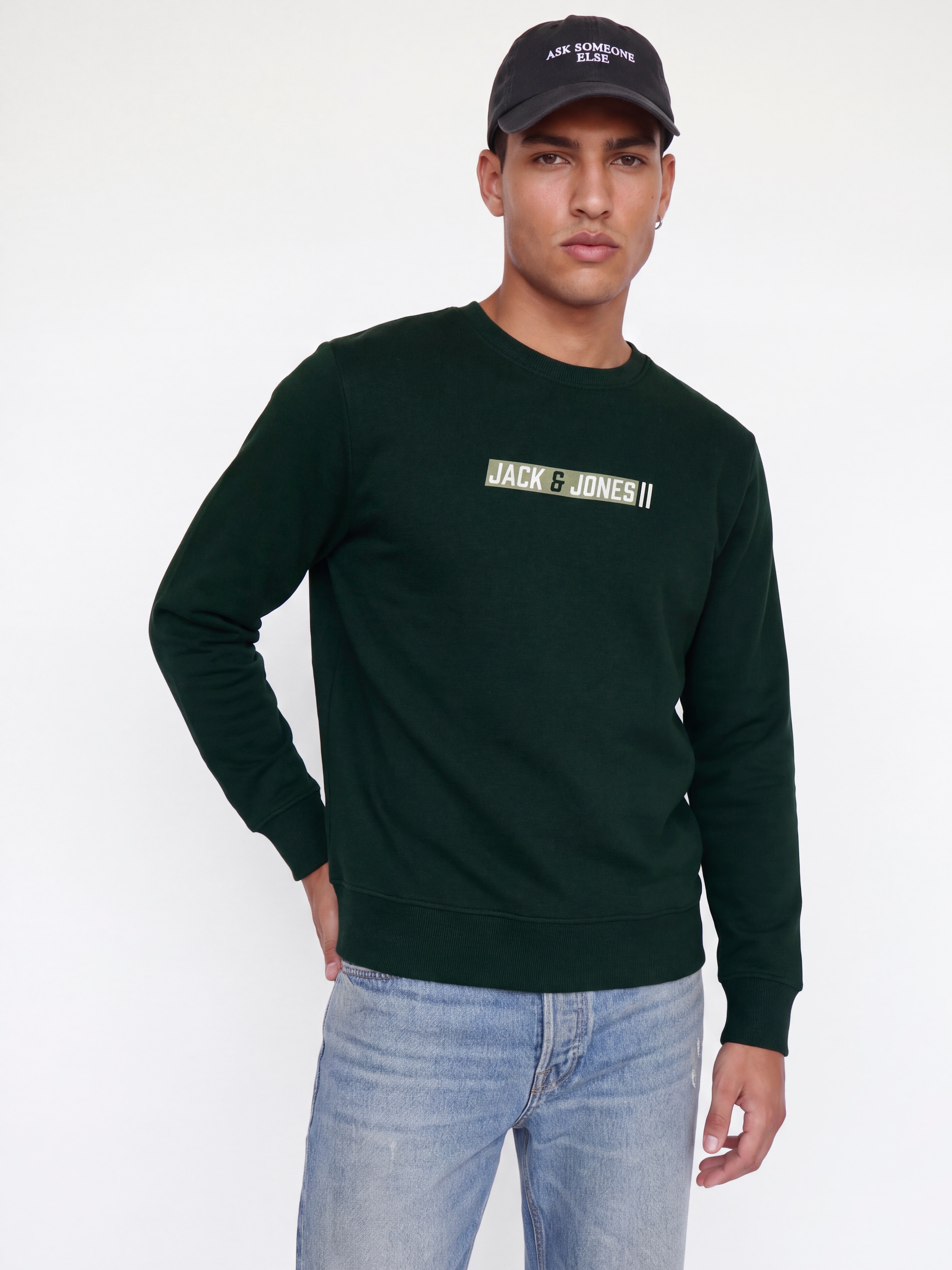 Image of Jack & Jones Sweatshirt "JJMUNK SWEAT CREW NECK", Materialmix, normal geschnitten
