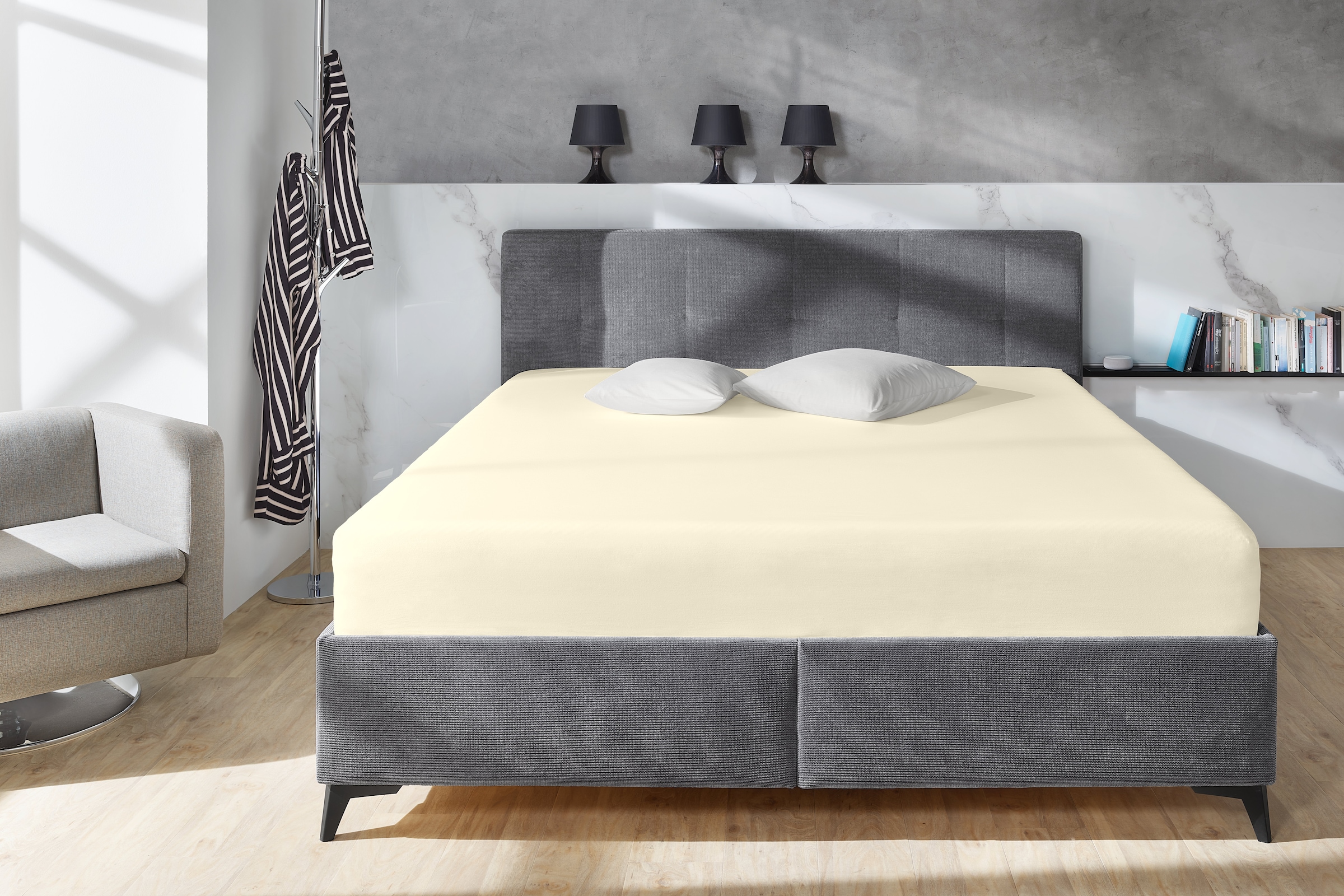 Primera Draps de lit »Elasthan-Feinjersey« PREMIUM, aus 95% gekämmter Baumwolle und 5% Elasthan, bis 28 cm Höhe