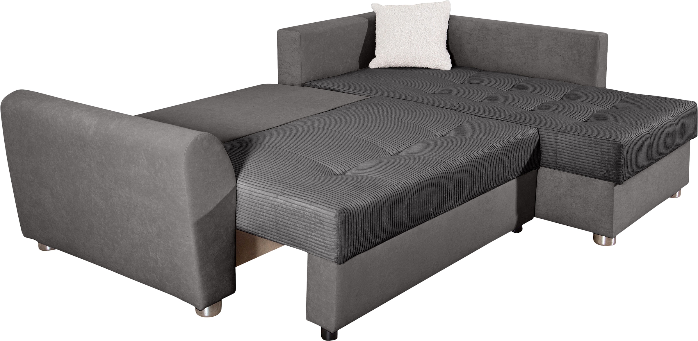 COLLECTION AB Ecksofa »Jana L-Form, B: 220 cm« Bettfunktion, Bettkasten & 1 Zierkissen, Federkern