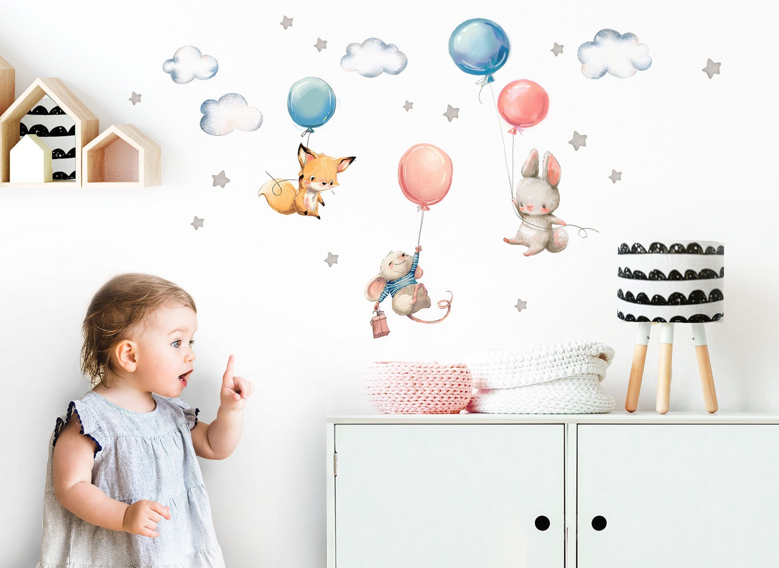 Image of little DECO Wandtattoo »Little Deco Wandtattoo Fuchs Maus und Hase mit Luftballon« bei Ackermann Versand Schweiz