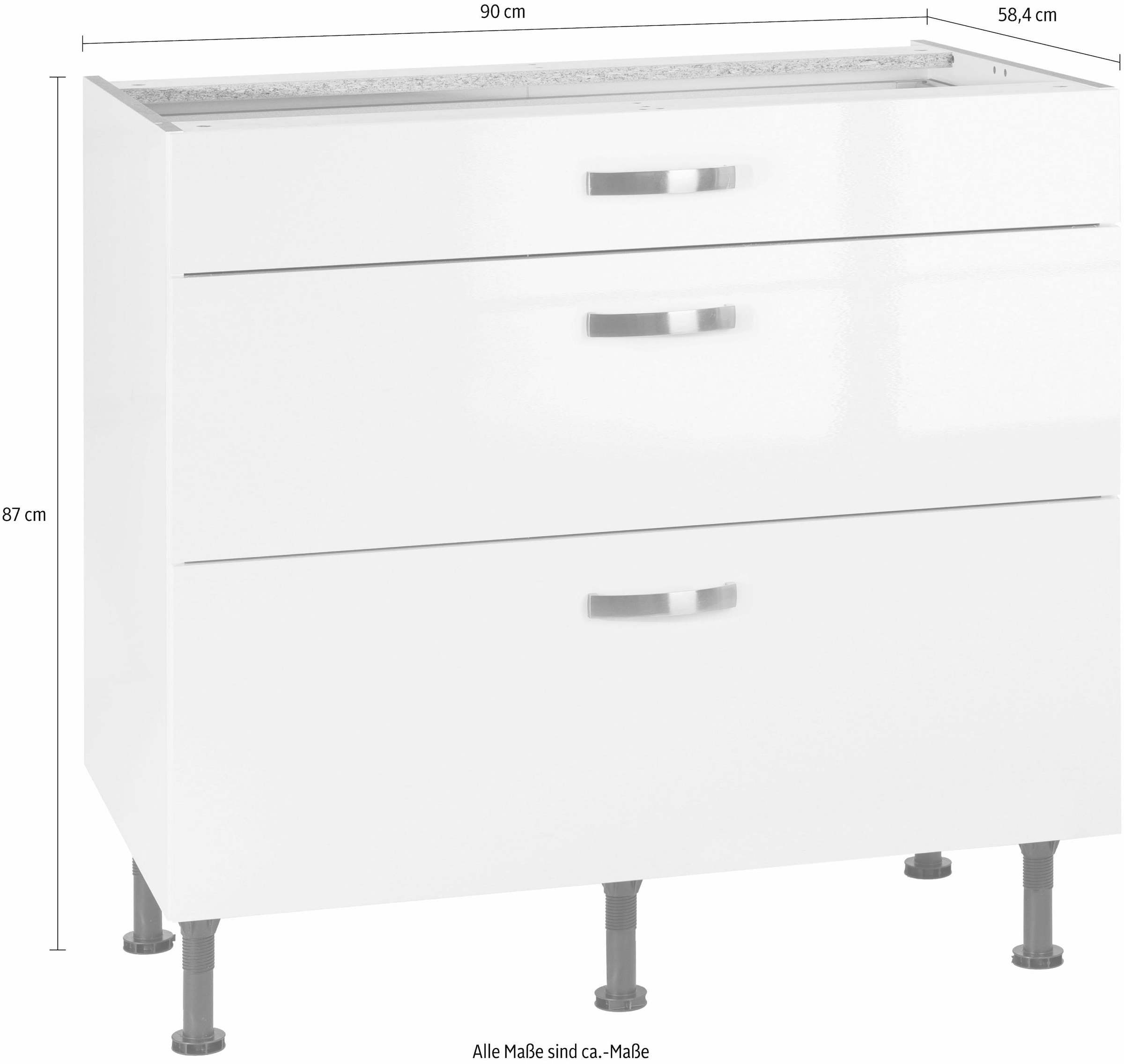 KOCHSTATION Unterschrank »KS-Cara«, Breite 90 cm, mit Vollauszügen und Soft-Close-Funktion
