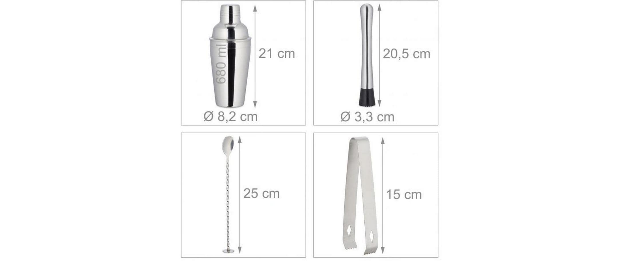 relaxdays Cocktail Shaker »680 l, Silber«