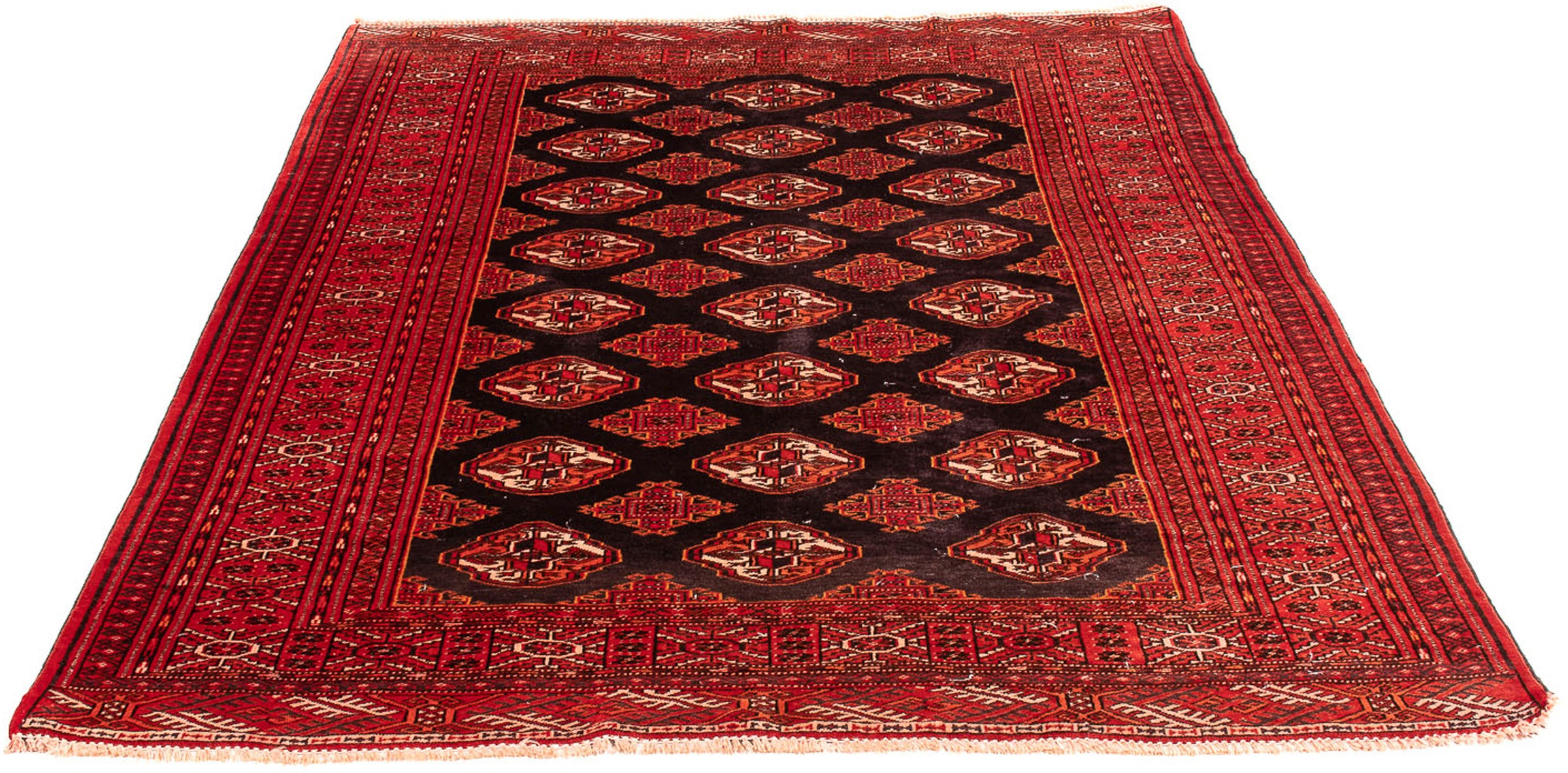 Image of morgenland Orientteppich »Turkaman - 198 x 151 cm - dunkelrot«, rechteckig, 6 mm Höhe, Wohnzimmer, Handgeknüpft, Einzelstück mit Zertifikat bei Ackermann Versand Schweiz