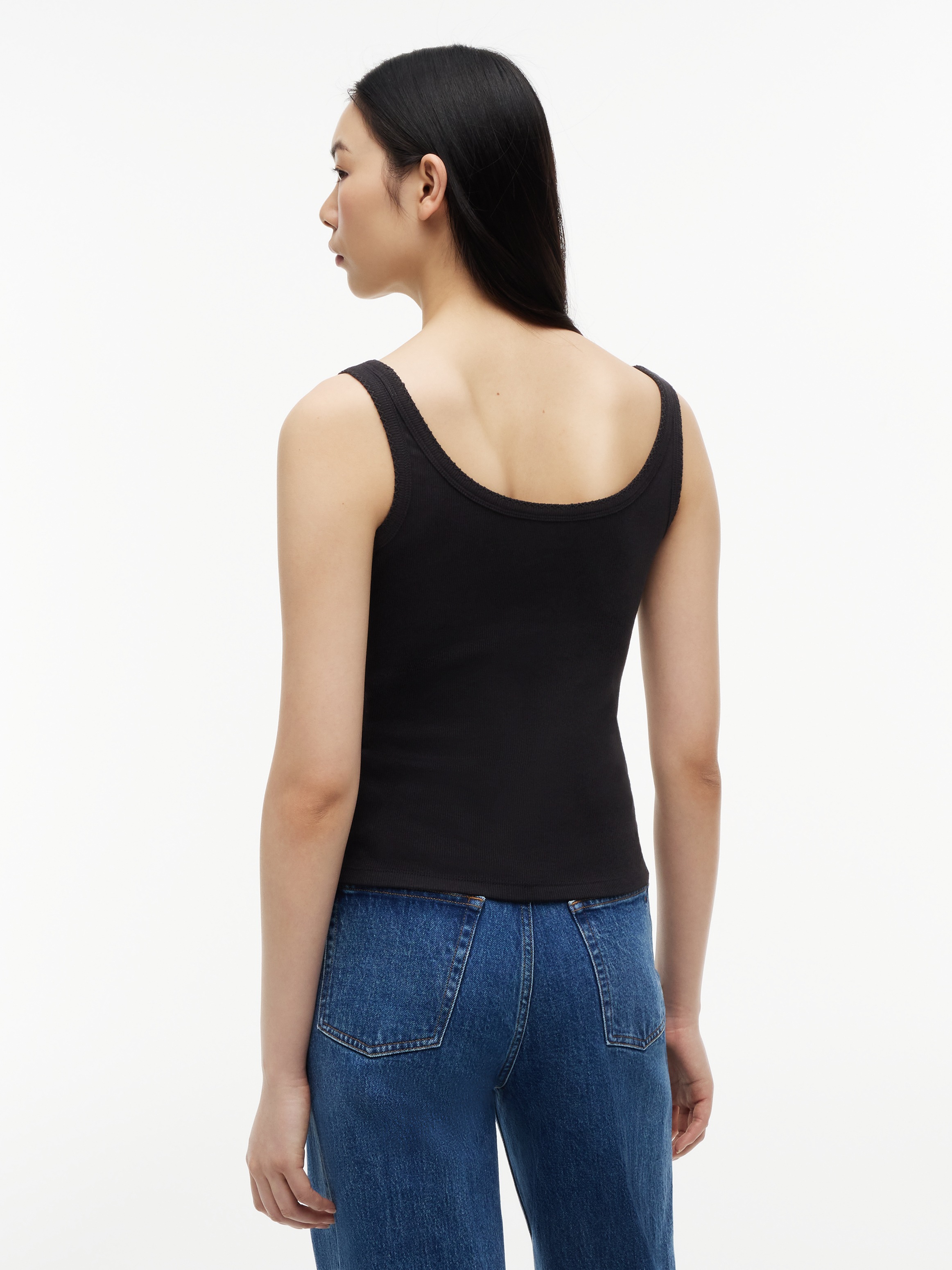 Tommy Jeans Top à bretelles »TJW SLIM SCRIPT RIB TANK« Baumwollmischung, slim fit, in gerippter Struktur, Logoschriftzug