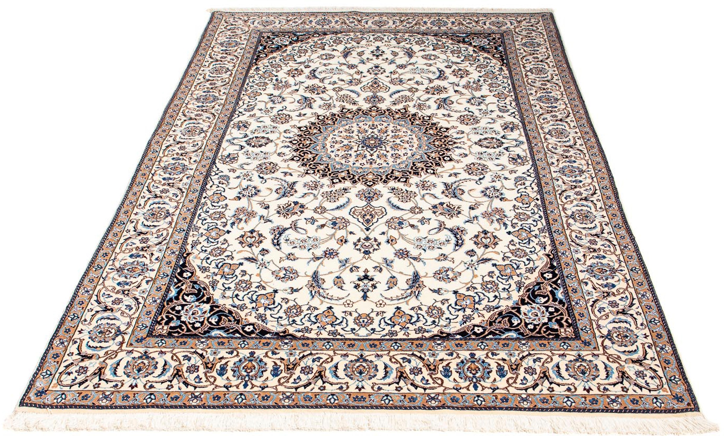 Image of morgenland Orientteppich »Perser - Nain - Premium - 217 x 129 cm - beige«, rechteckig, 6 mm Höhe, Wohnzimmer, Handgeknüpft, Einzelstück mit Zertifikat bei Ackermann Versand Schweiz