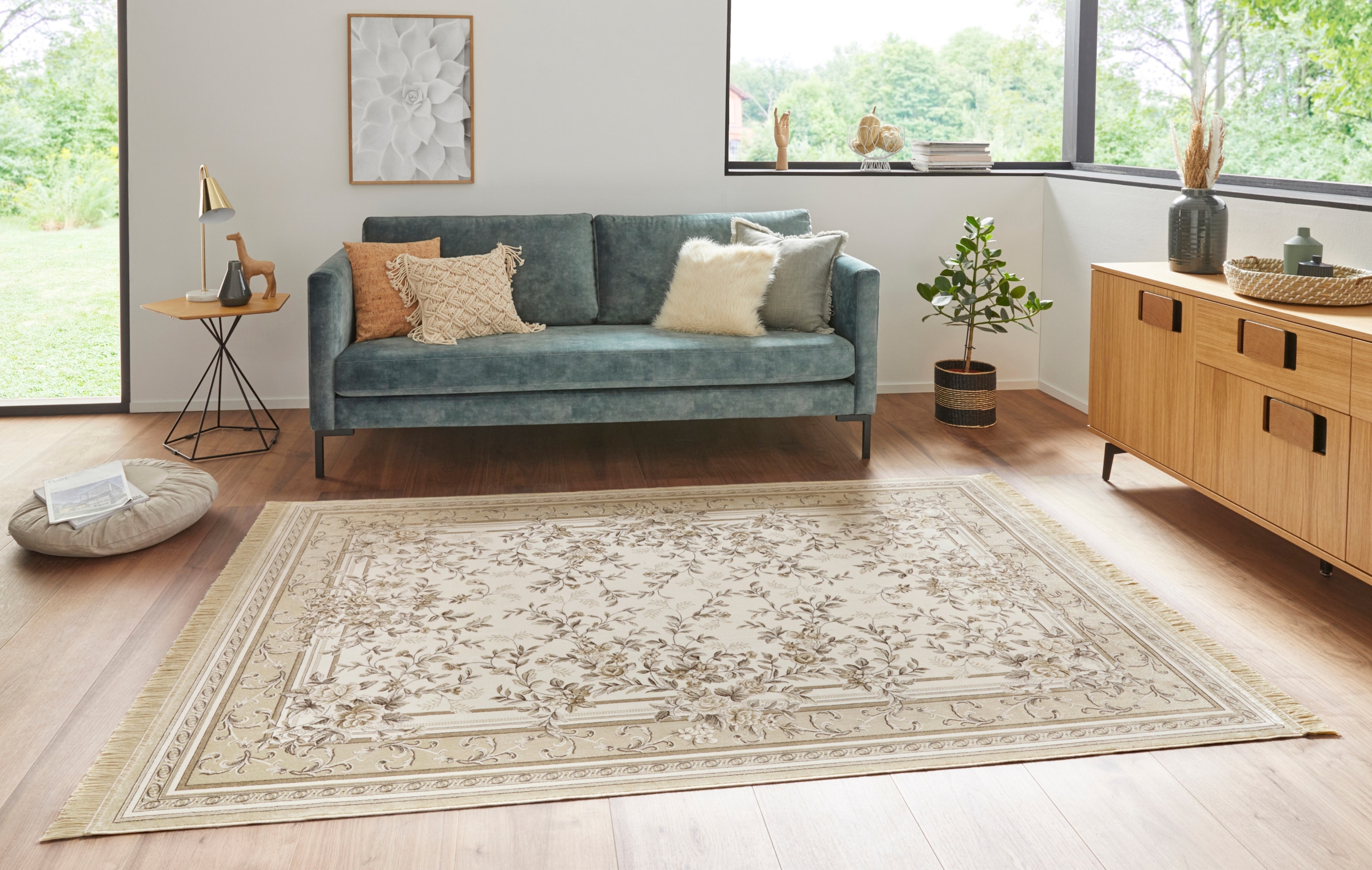 Image of HANSE Home Teppich "Antik Flowers" rechteckig 5 mm Höhe Orientalisch mit Fransen, Orient, Wohnzimmer, Schlafzimmer, Esszimmer