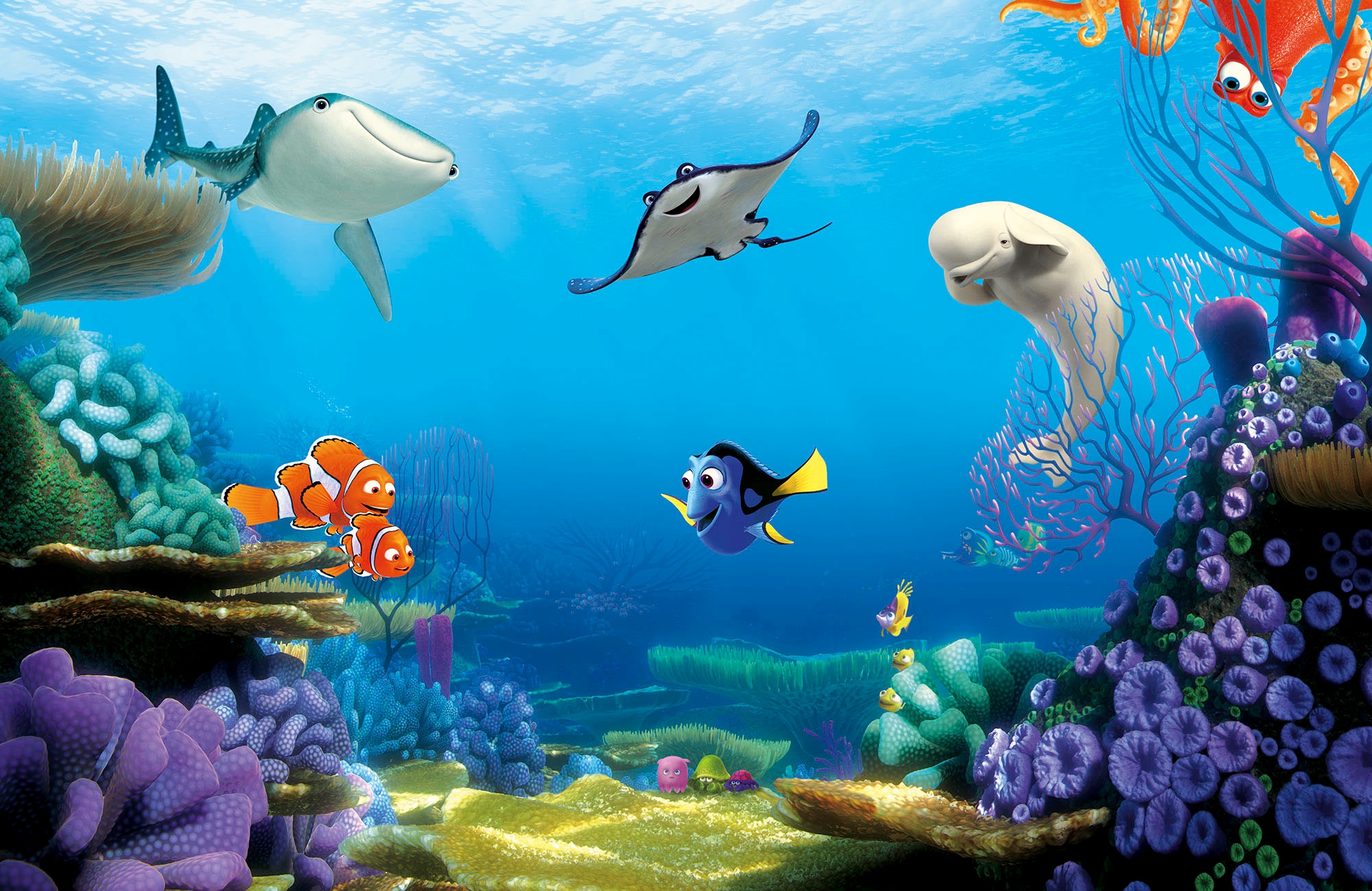 Image of Komar Vliestapete "Digitaldruck Vlies - Finding Dory - Grösse 400 x 260 cm" bedruckt glatt Wohnzimmer, Schlafzimmer