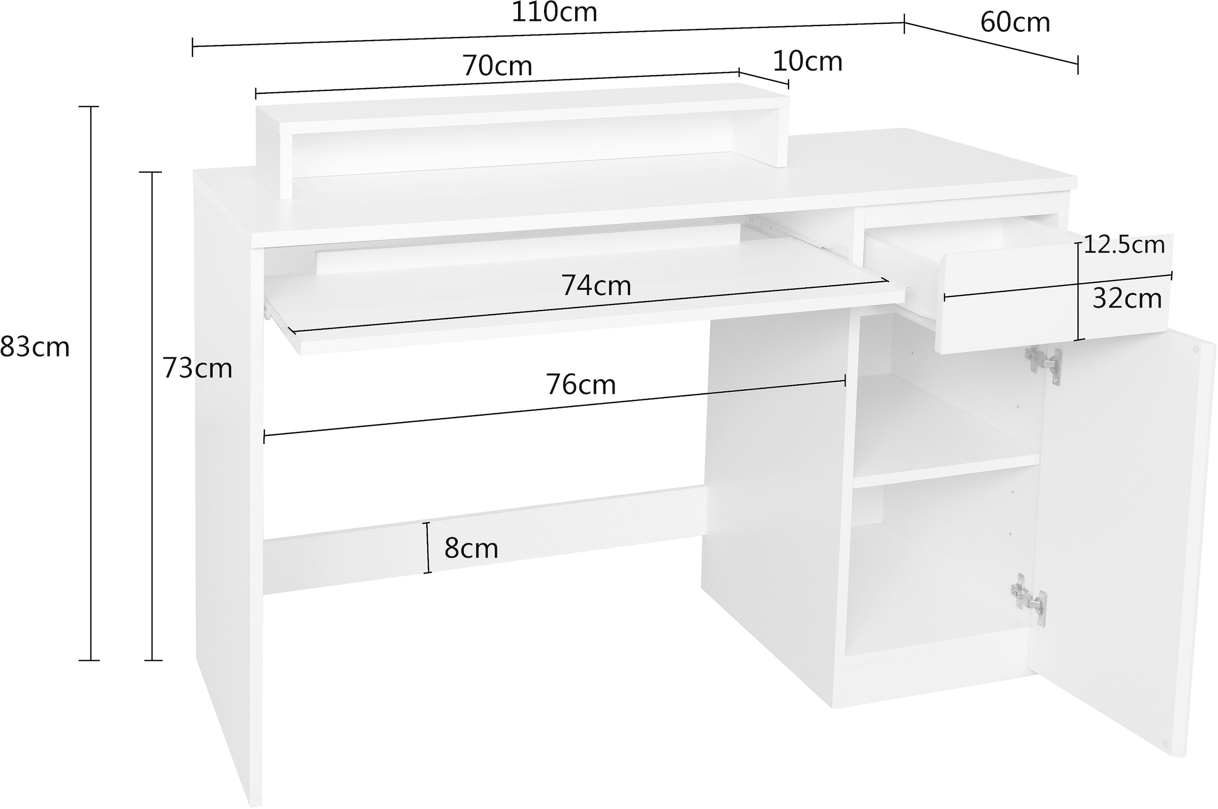 GOODproduct Schreibtisch »Jarvie« mit Tastaturauszug, mit Monitoraufsatz, mit Schublade