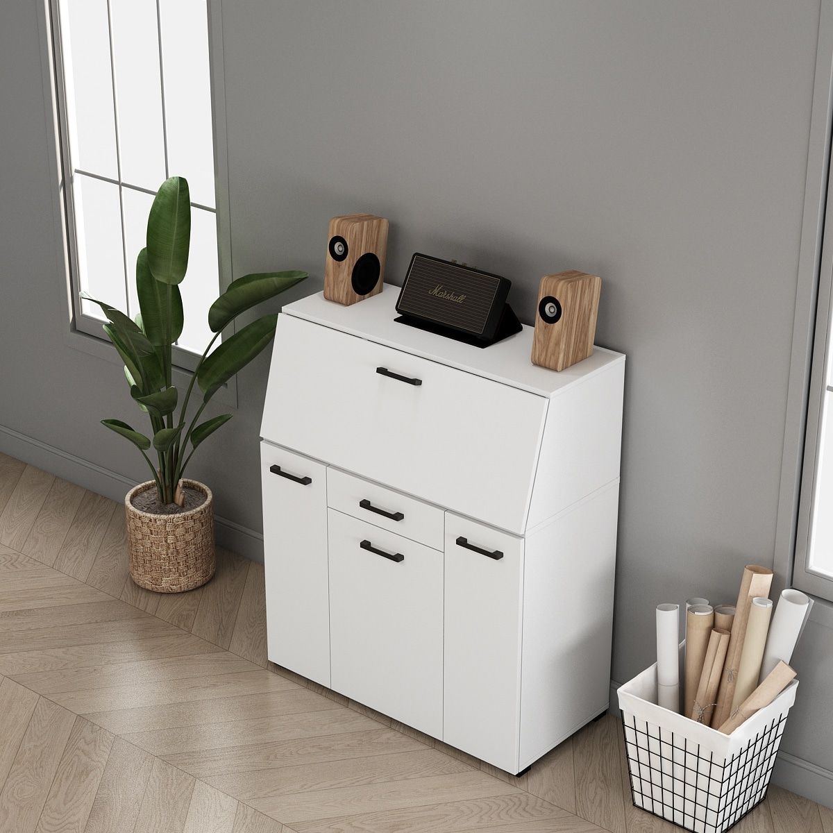 GOODproduct Secrétaire »Moid, Home-Office-Schreibtisch,« viele Stauraummöglichkeiten, kompaktes & modernes Design, B. 88,5 cm