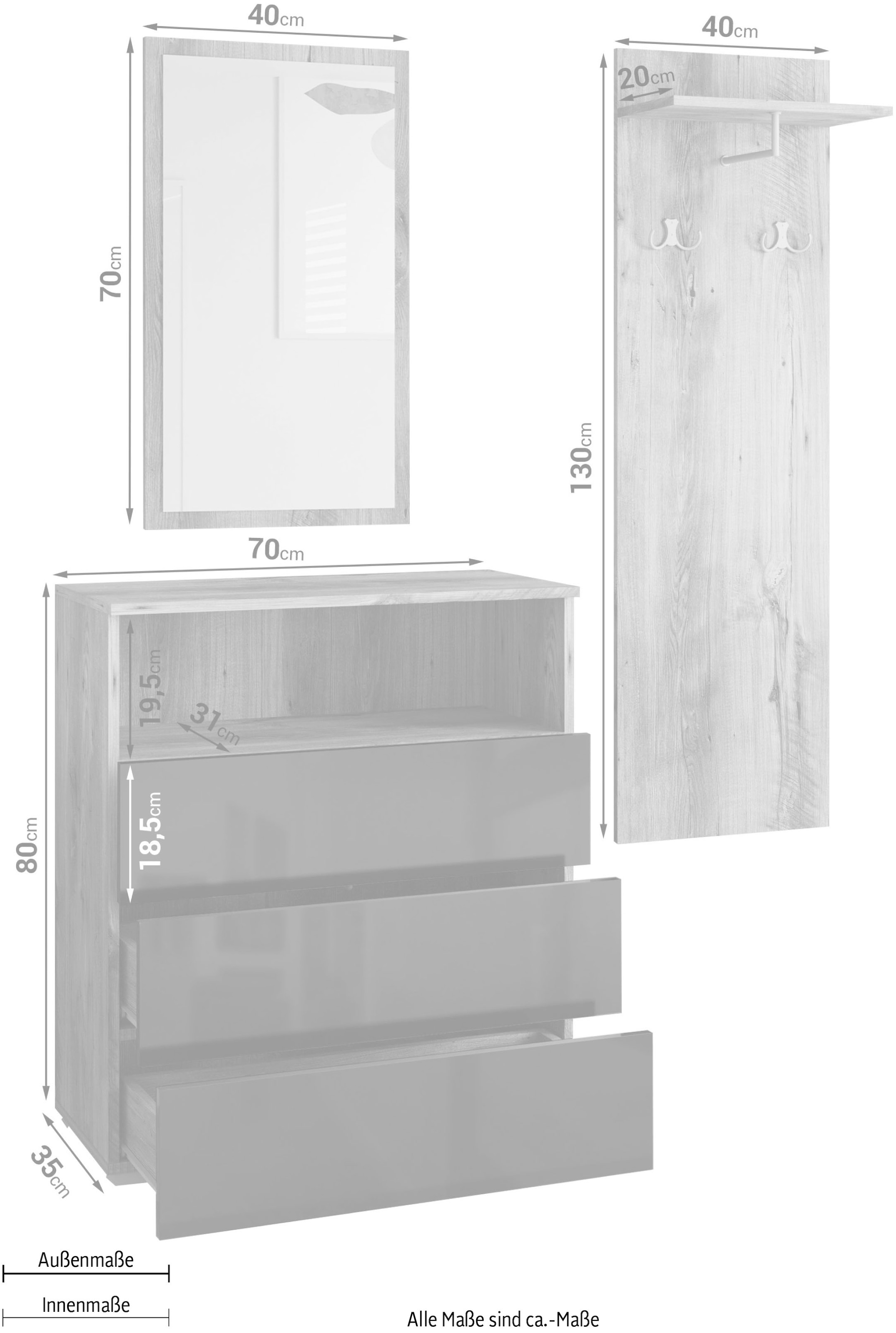 GOODproduct Garderoben-Set »PARIS/ TOKYO« Komplett-Set, 3 Stk. tlg.