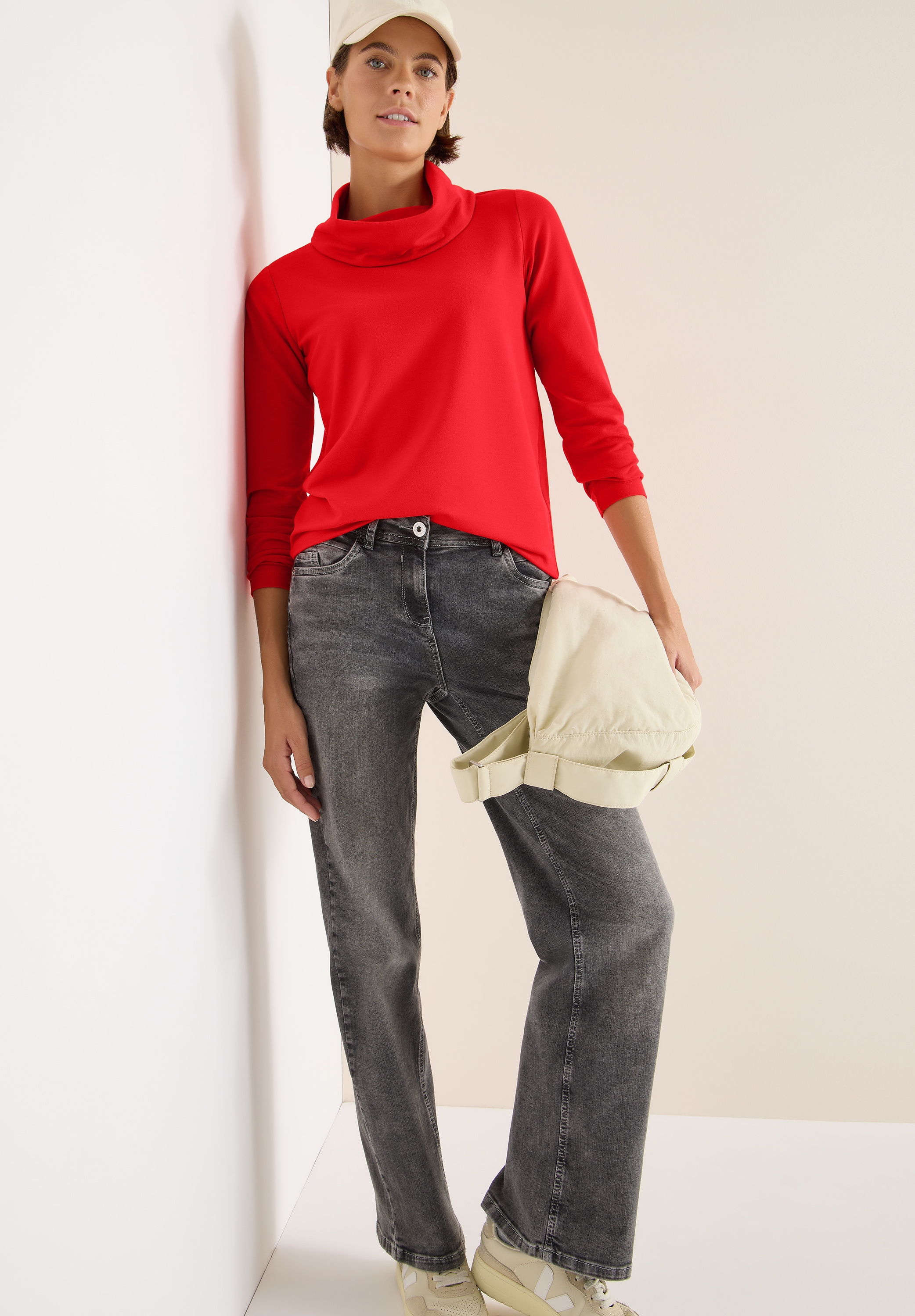 Cecil T-shirt à manches 3/4 mit grossem Kragen