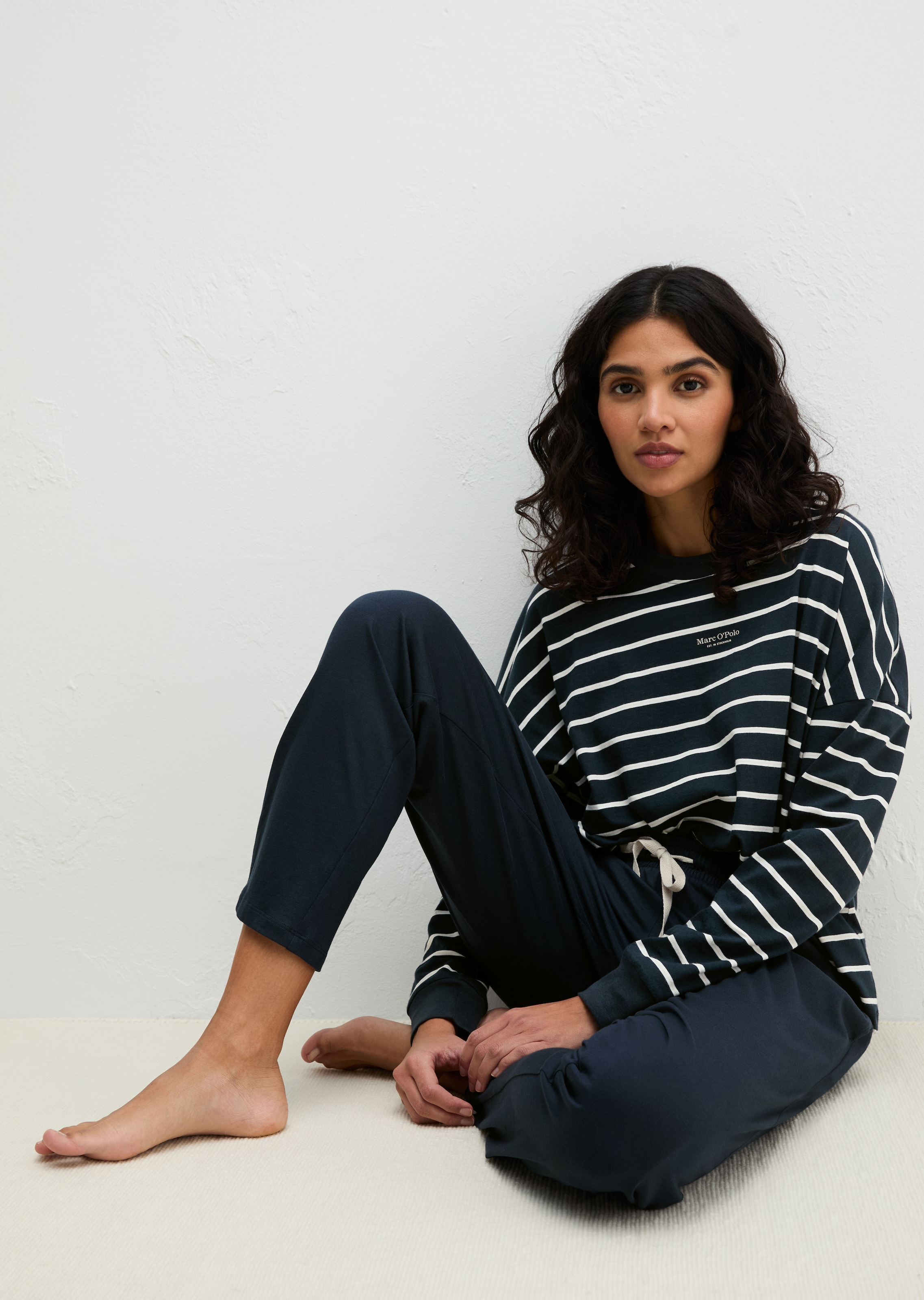 Marc O'Polo Pyjama »Mix N Match Cotton Pyjama Set Long« 2tlg., 2 pièces mit langem Arm und seitlichen Taschen