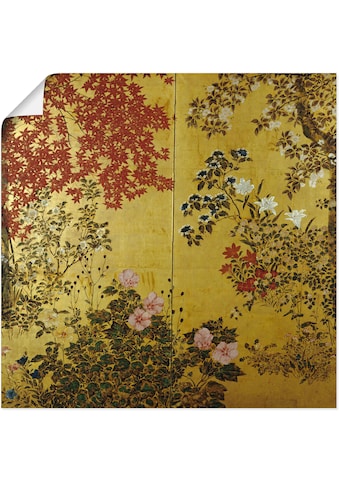 Wandbild »Japanischer Wandschirm 18. Jahrhundert«, Pflanzen, (1 St.)