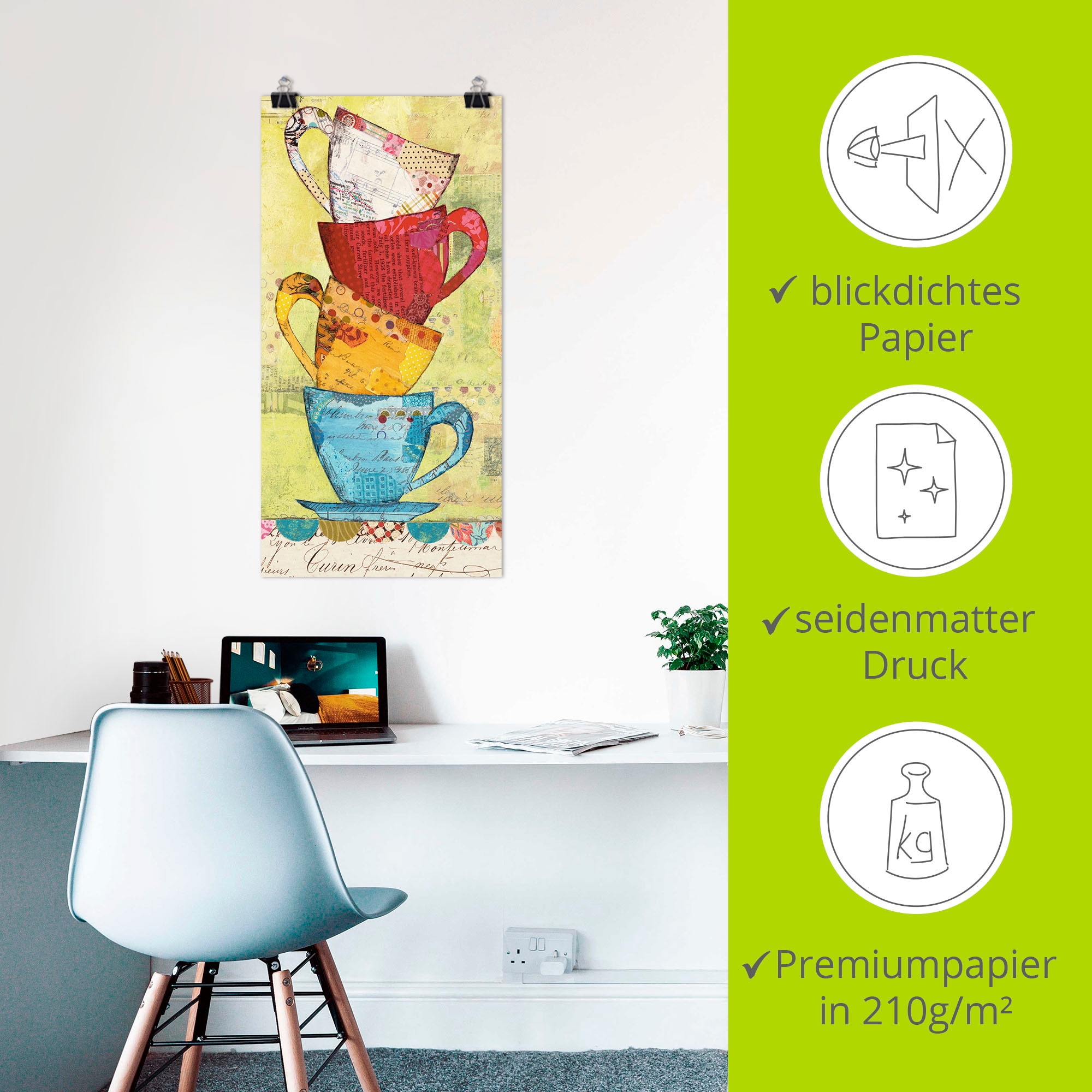 Artland Wandbild »Komm zum Kaffee«, Geschirr & Besteck, (1 St.), als Leinwandbild, Poster, Wandaufkleber in verschied. Grössen