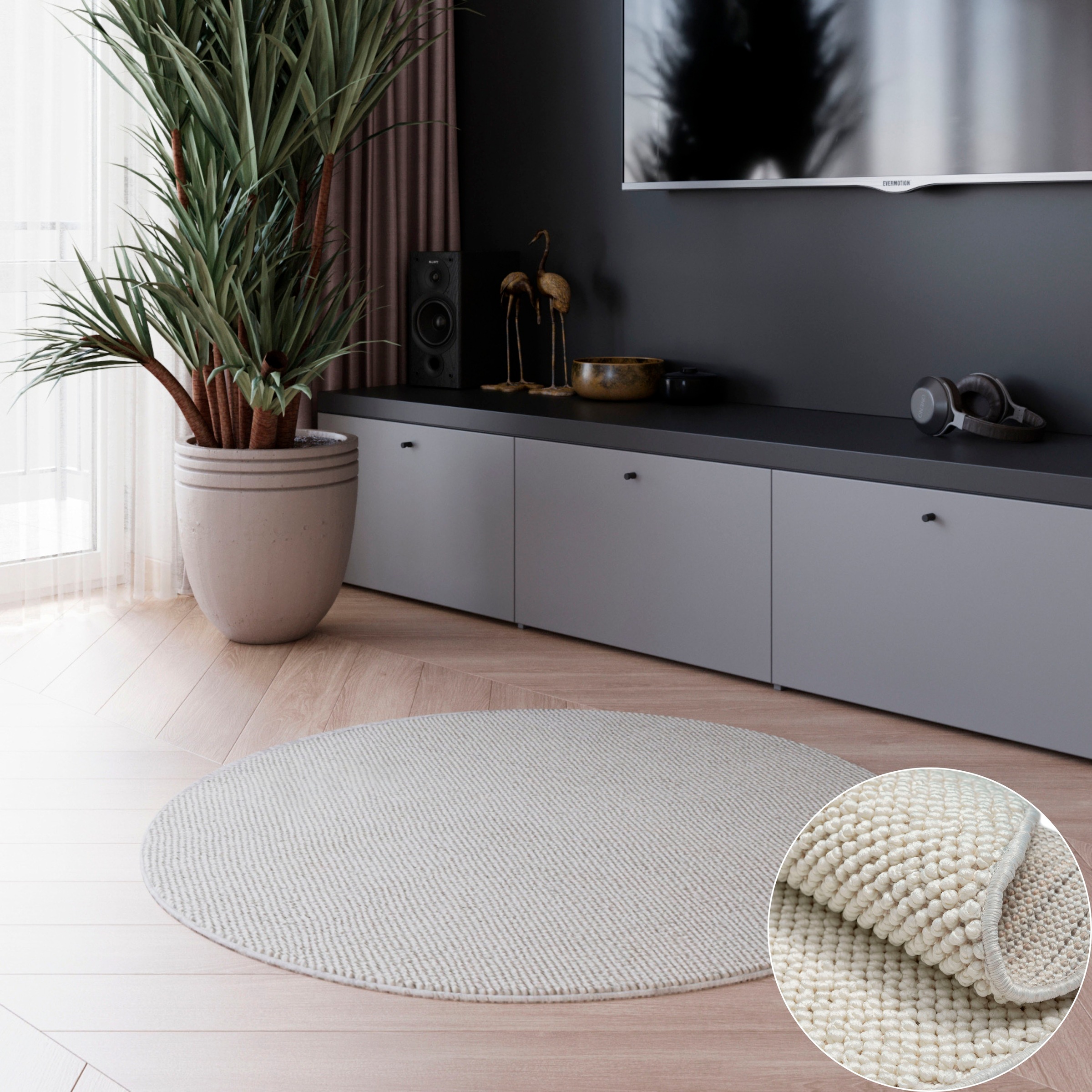 Image of GOODproduct Teppich "Vals" rund 7 mm Höhe Uni Farben, meliert, Sisal-Optik, auch in rechteckig erhältlich