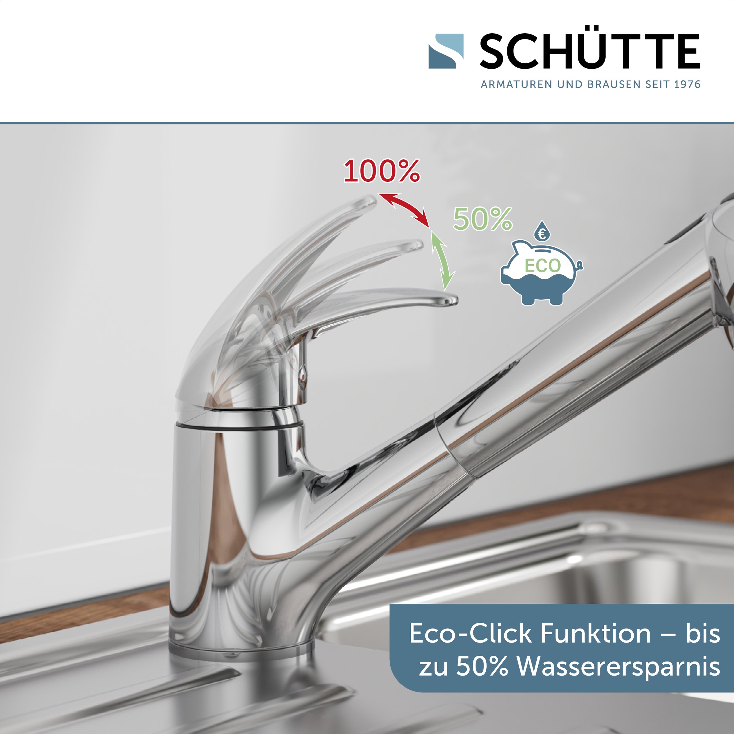 Schütte Spültischarmatur »ABERDEEN« mit Geschirrbrause, Niederdruck Armatur Küche, 150° schwenkbar, Chrom