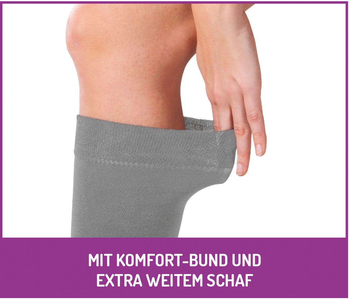 Fussgut Chaussettes pour diabétiques »Venenfreund Kniestrümpfe mit Airchannel Fussbelüftung« 2 Couple tlg. verstärkte Fusspolsterung, weiter Bund, Druckentlastung, bequemer Bund
