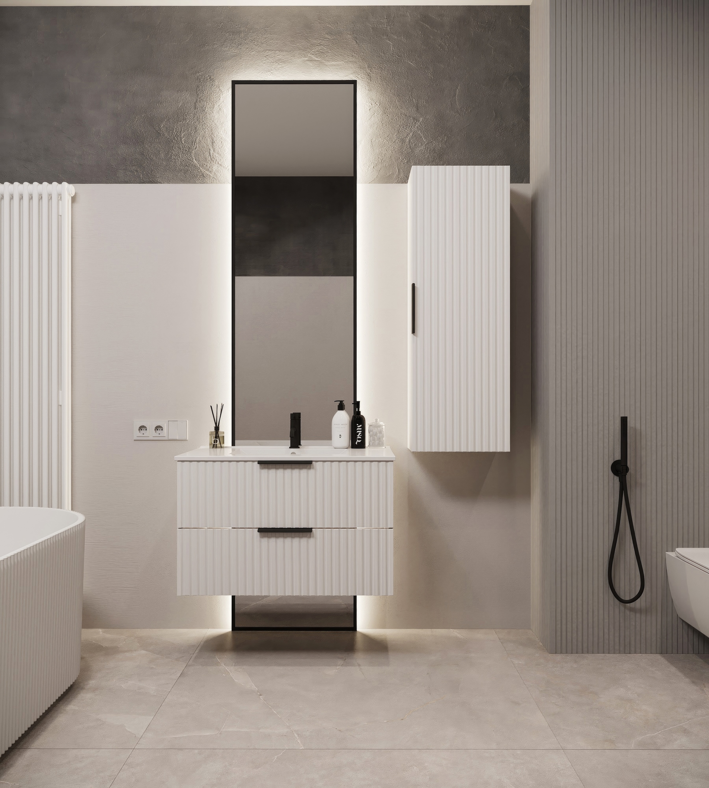 Image of welltime Waschtisch "TIBU mit Waschbecken. 2 Schubladen. 2 Breiten (60/80cm) und 4 Farben" Badschrank mit Waschbecken, Softclose, Masse B/H/T: 81,5/53/47 cm