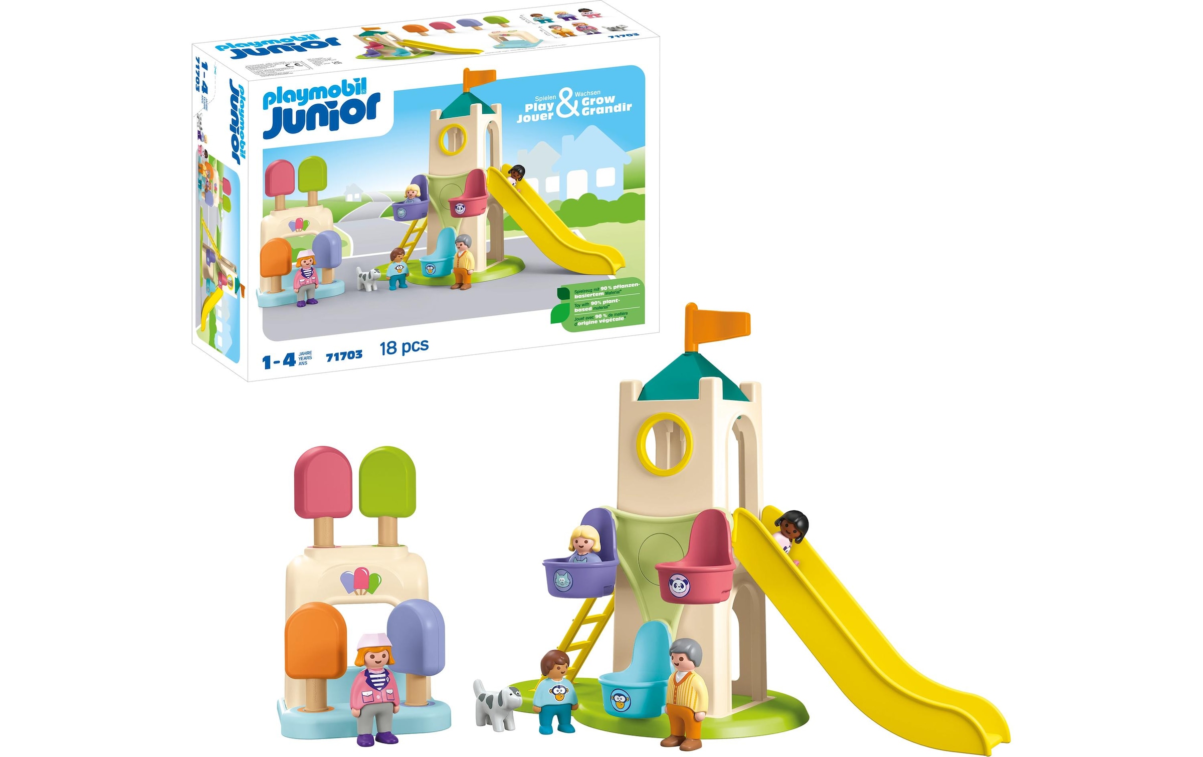 Playmobil® Spielbausteine »Junior Erlebnisturm mit Eisstand 71703«, (18 St.)