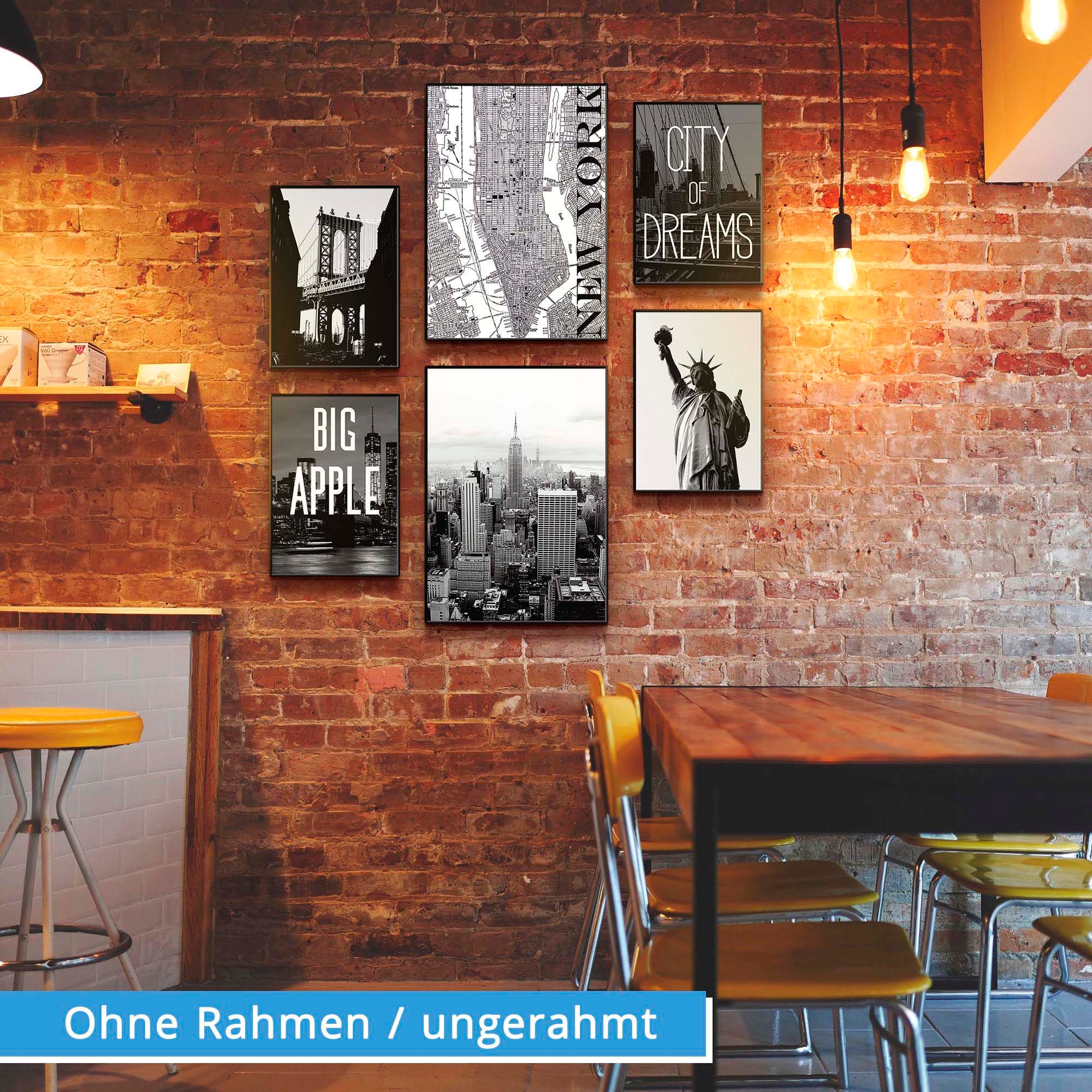 Artland Poster »Wahrzeichen von New York« 6 cuis tlg. Bilder Set, 6tlg. 4xDIN A4 / 2xDIN A3, ohne Rahmen