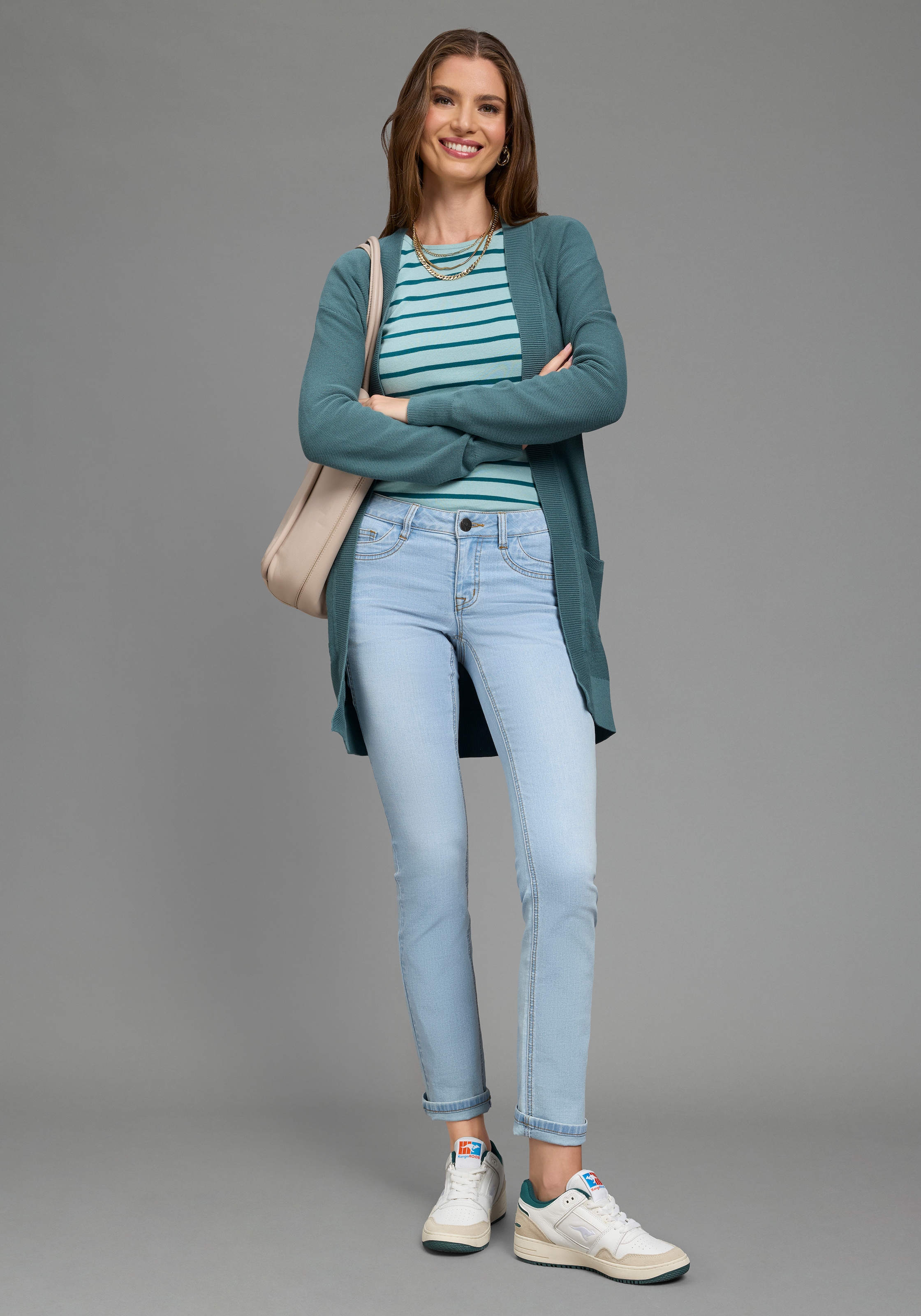 Laura Scott Strickjacke leichte Übergangsjacke mit Taschen, aus Baumwolle