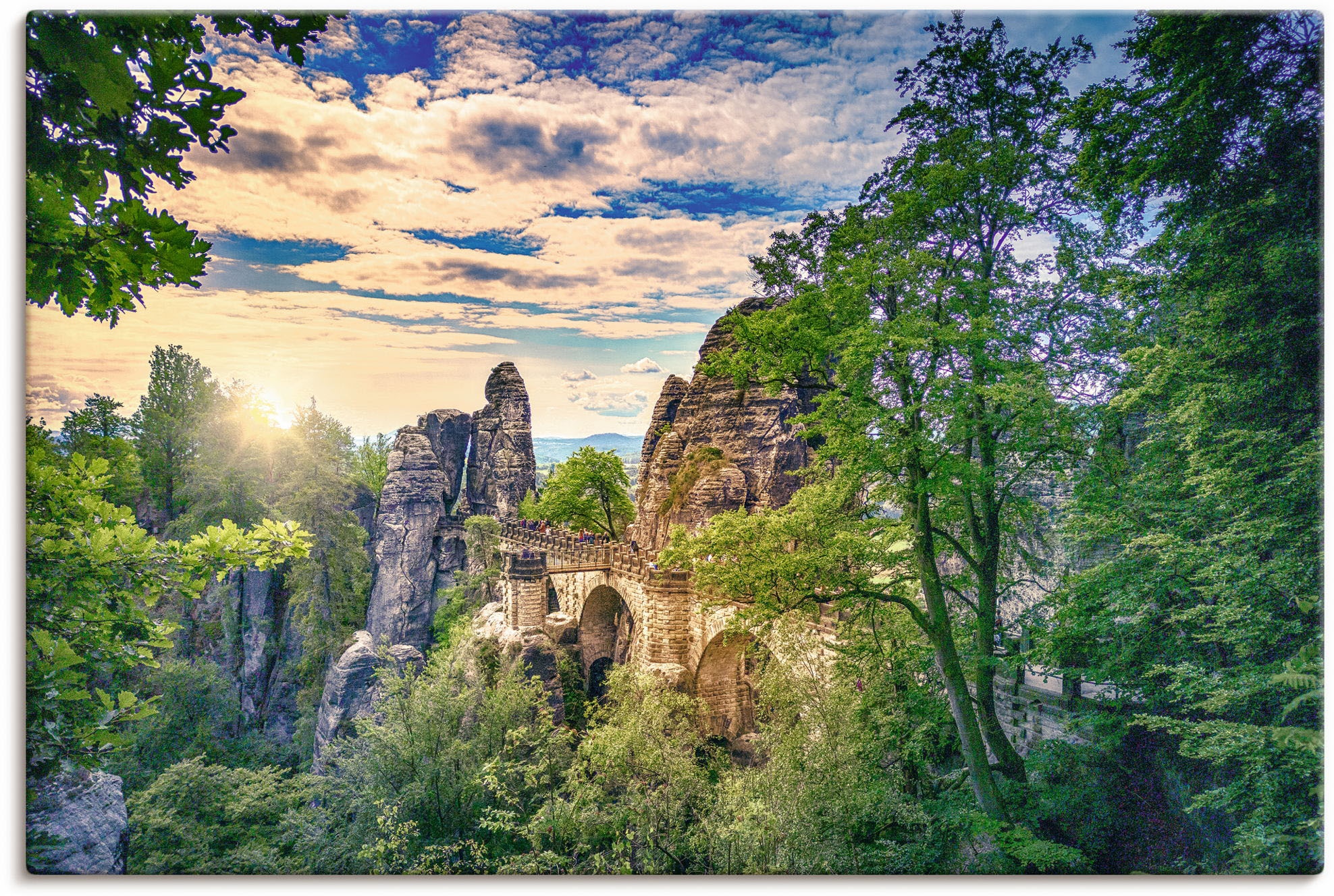 Poster der in kaufen als Wandaufkleber Felsen, (1 Artland Leinwandbild, bequem Grössen in St.), Wandbild Schweiz«, Sächsischen versch. oder Alubild, »Basteibrücke