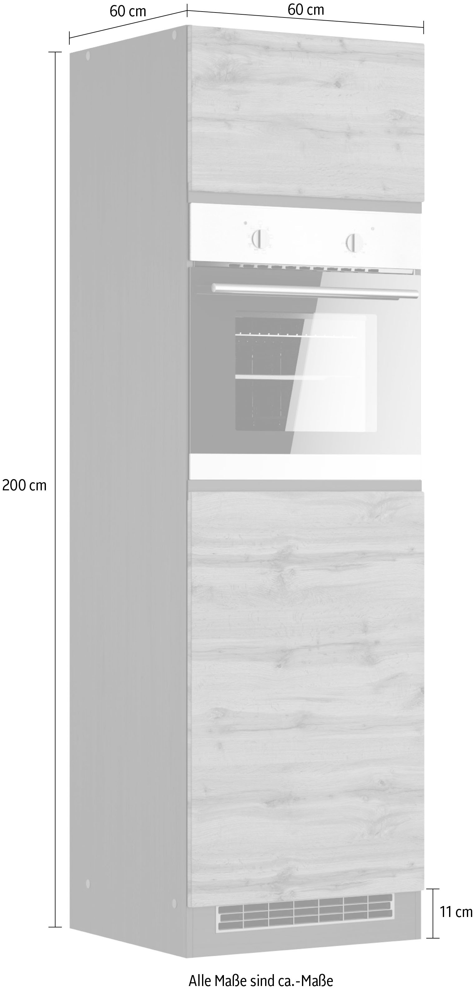 KOCHSTATION Four/réfrigérateur encastrable »KS-Riesa« Largeur 60 cm, façades MDF