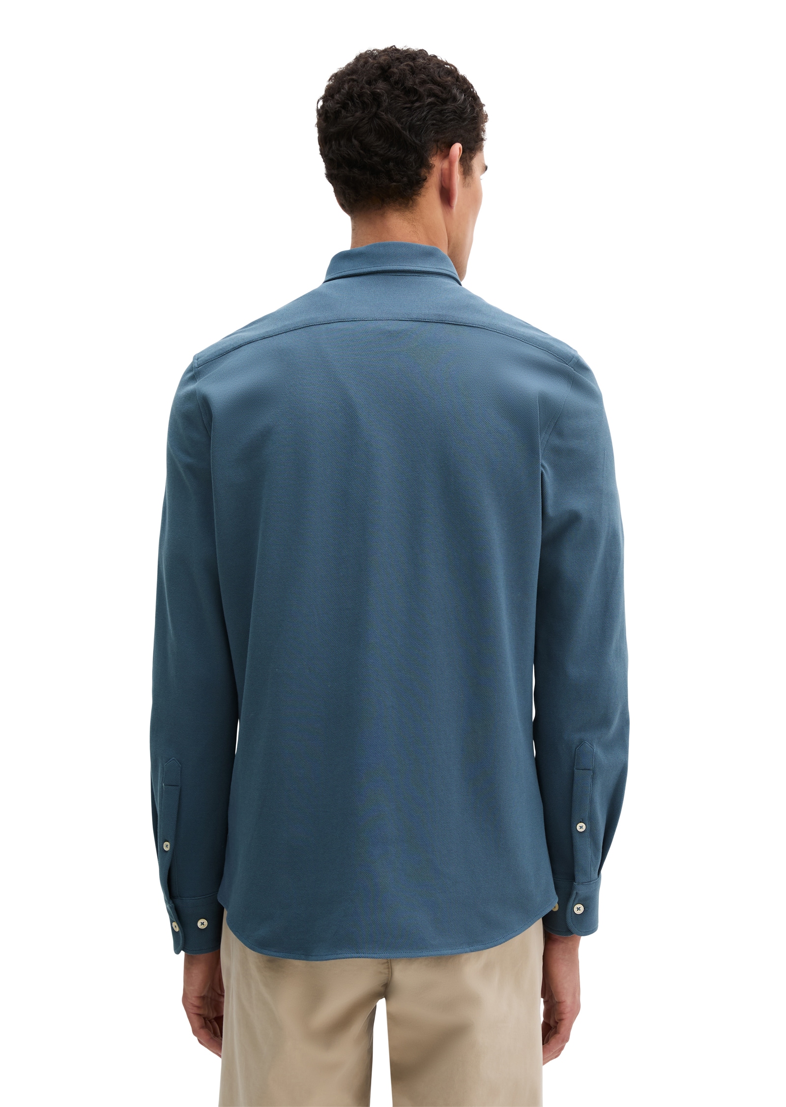 Marc O'Polo Langarmhemd Shaped Fit, mit feiner Piqué-Struktur