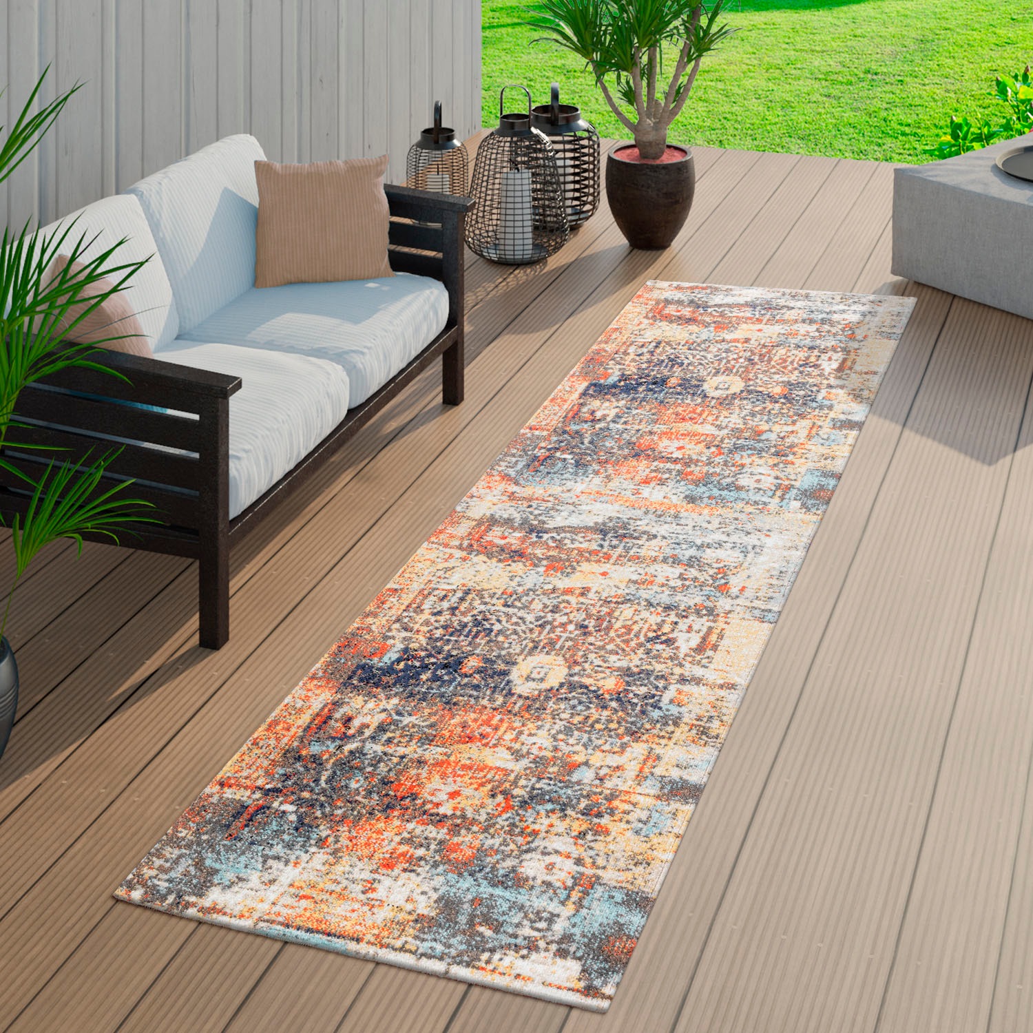 Image of DELAVITA Läufer »Artigova 40«, rechteckig, 11 mm Höhe, Teppich-Läufer, Kurzflor, Orient-Optik, modernes Vintage Design, In- und Outdoor geeignet, ideal in Küche, Diele & Flur oder auch auf Terrasse & Balkon bei Ackermann Versand Schweiz