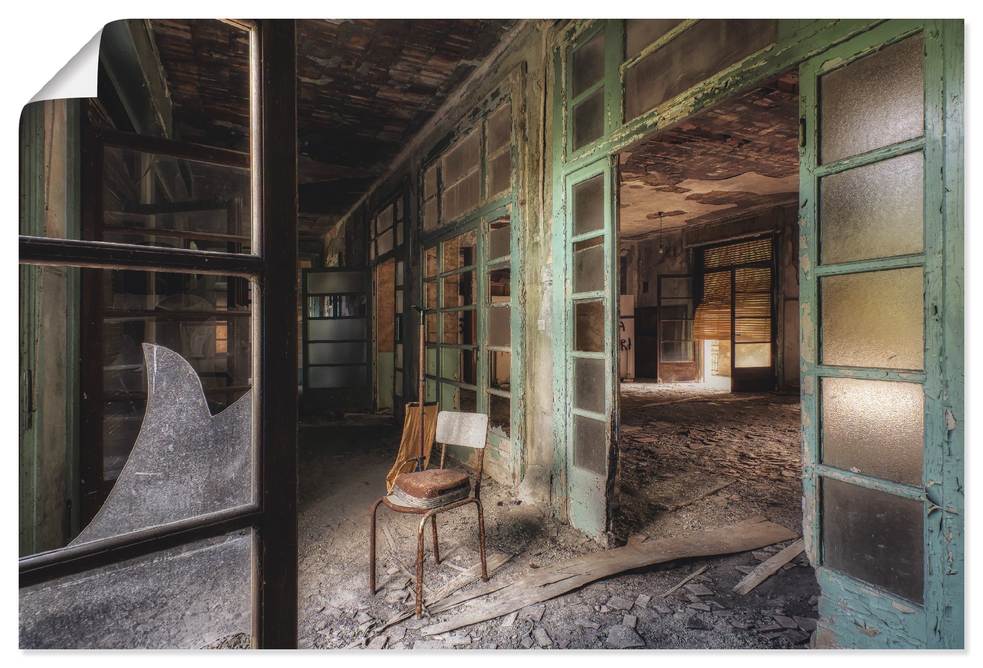 Image of Artland Wandbild »Lost Place - Stuhl - verlassene Orte«, Gebäude, (1 St.), in vielen Grössen & Produktarten - Alubild / Outdoorbild für den Aussenbereich, Leinwandbild, Poster, Wandaufkleber / Wandtattoo auch für Badezimmer geeignet bei Ackermann Versand 